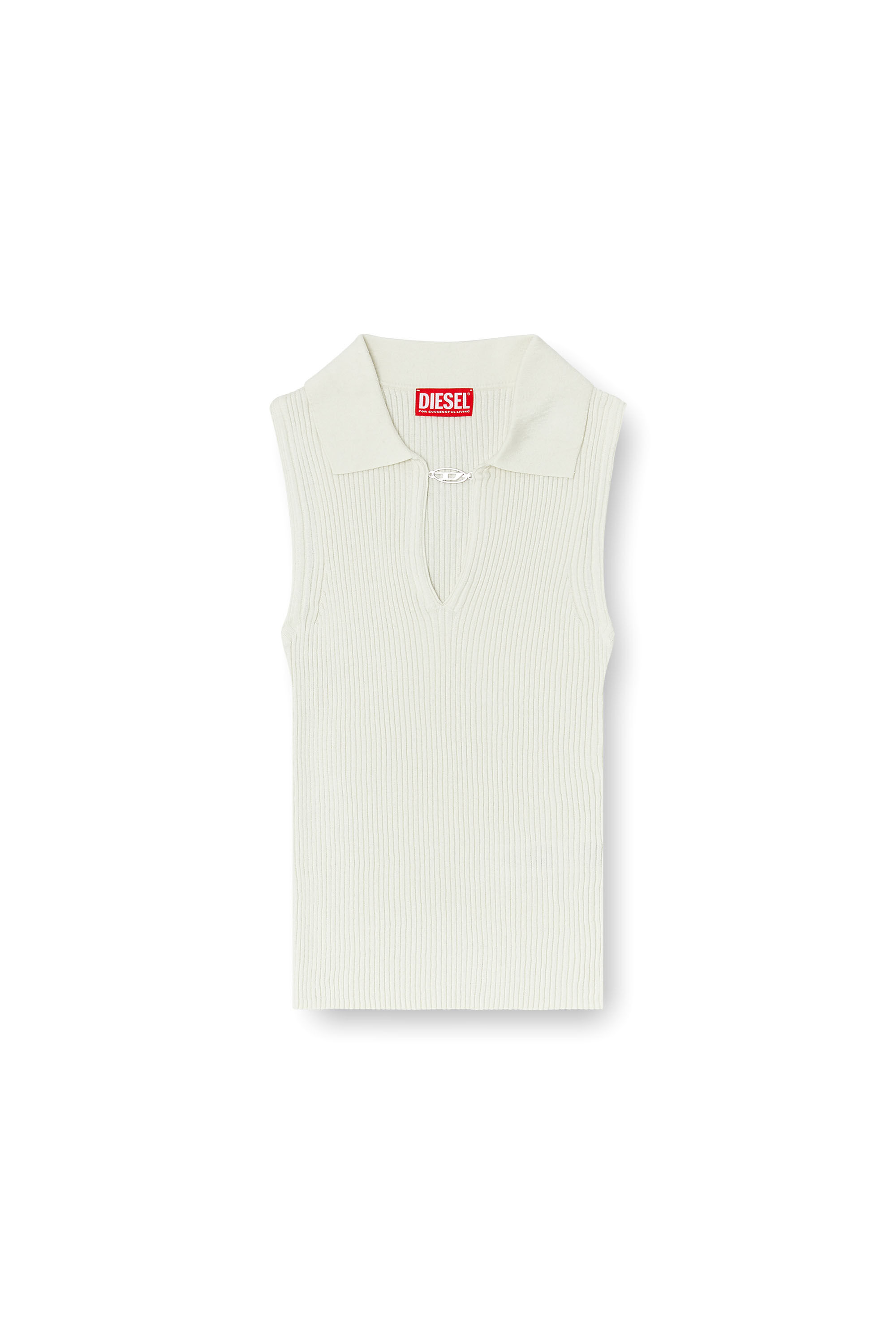 Diesel - M-LILITA, Polo sans manches en maille c&ocirc;tel&eacute;e, m&eacute;lange de soie Femme in ToBeDefined - 2