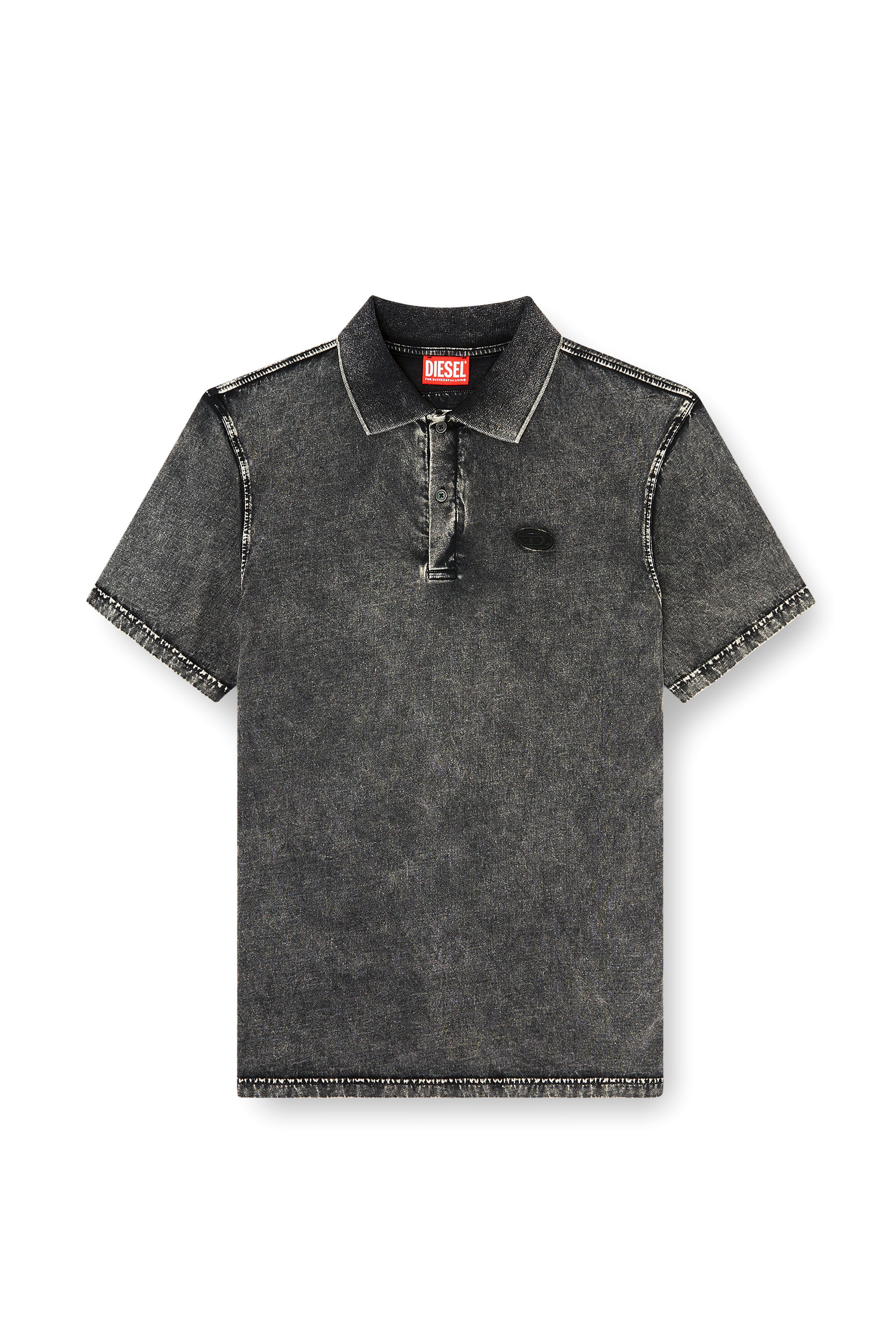 Diesel - T-REJUST-NC-DEN, Polo en jersey effet denim Homme in Gris - 2