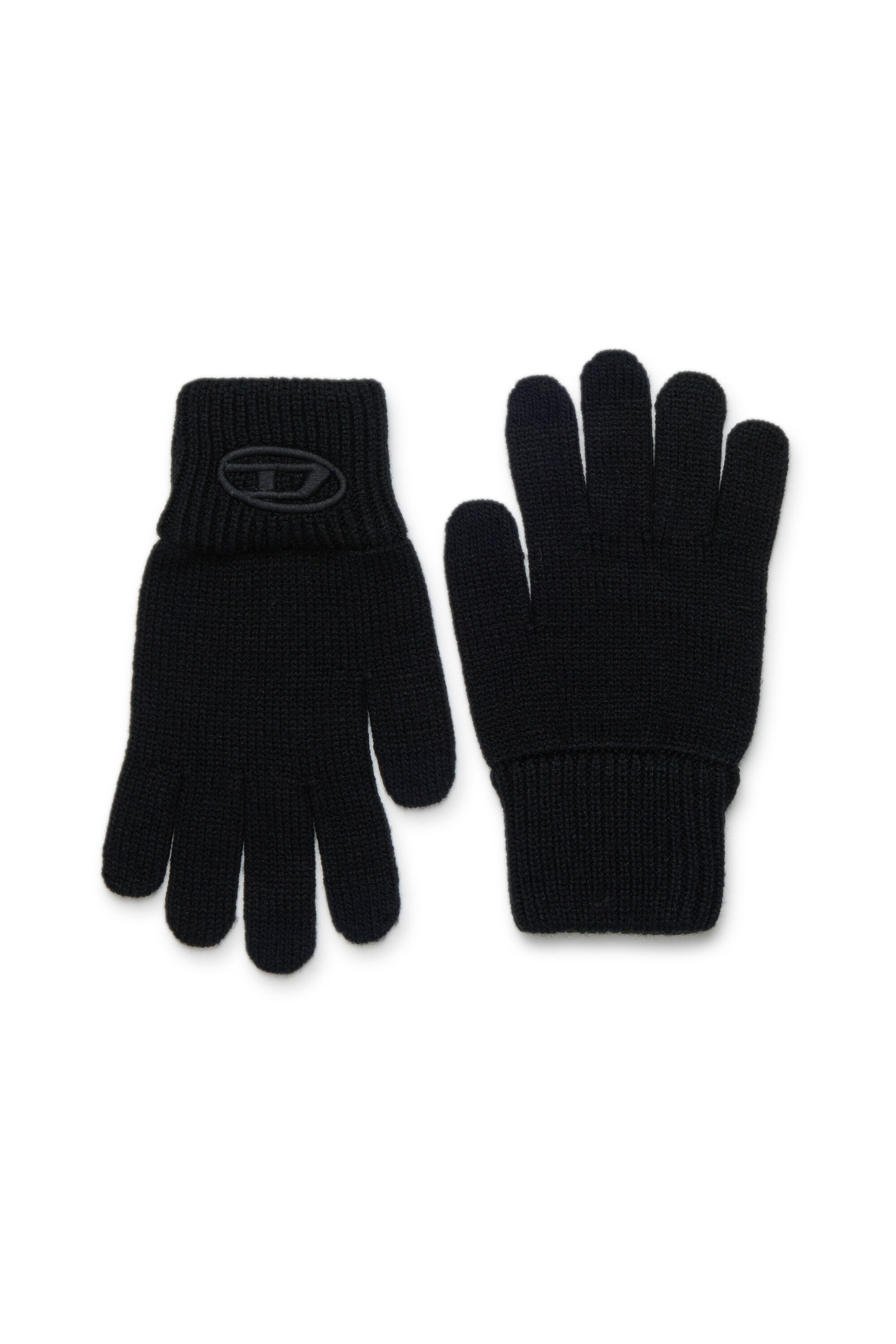 Diesel - NUTTI, Gants en laine avec logo Oval D Mixte in Noir - 1