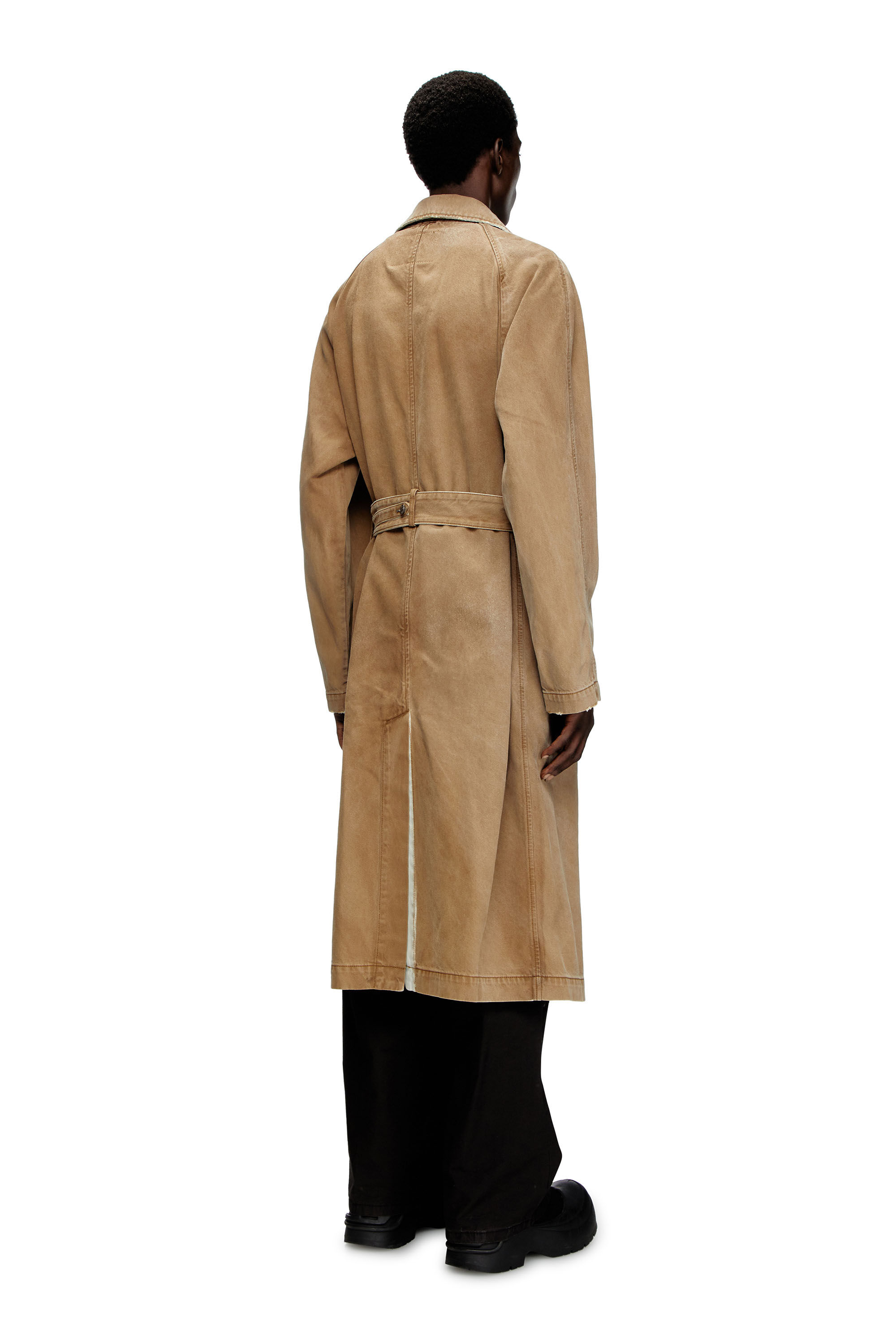 Diesel - D-DELIRIOUS-D, Trench-coat en denim effet sali Mixte in Marron - 4