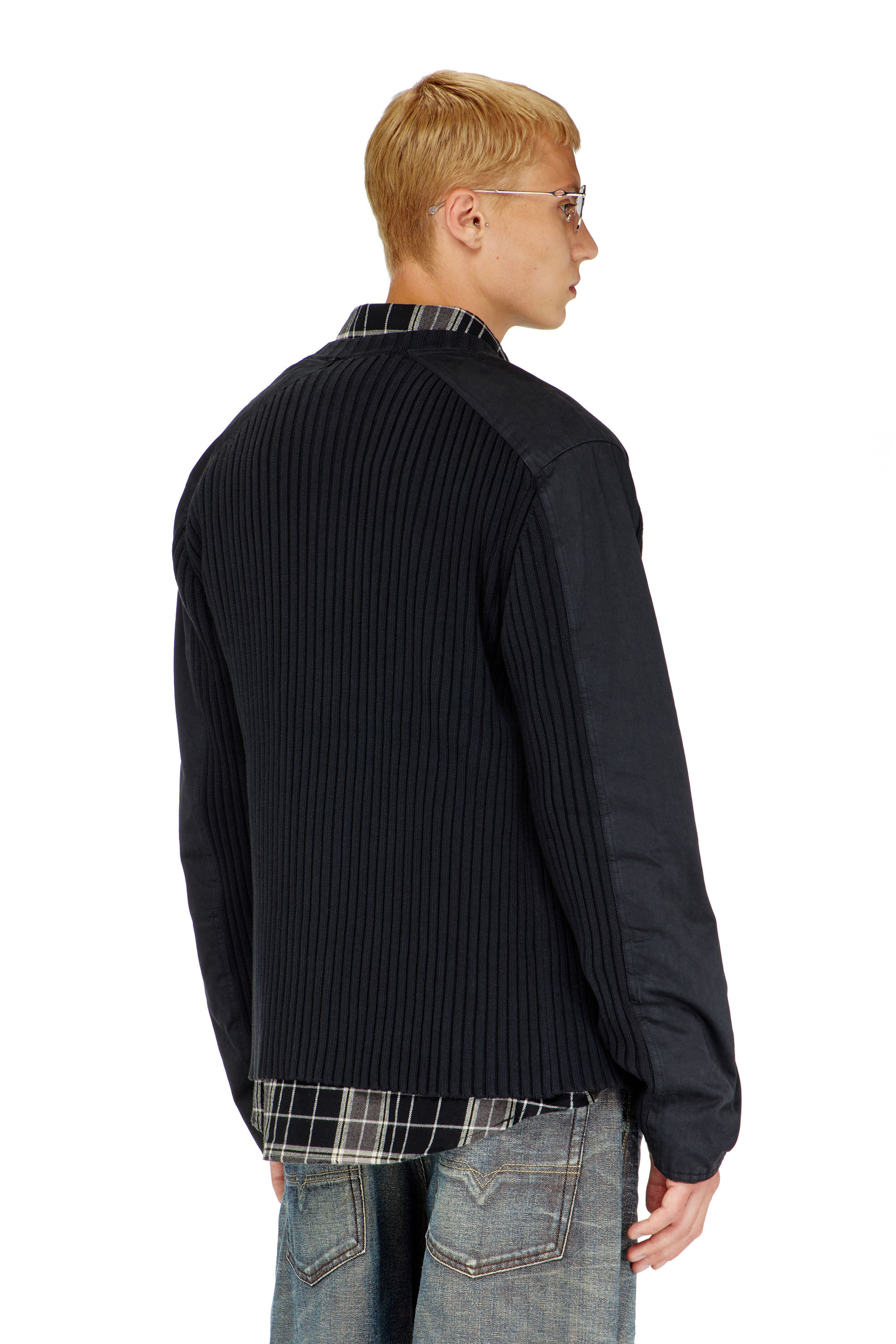 Diesel - K-MATTY, Cardigan zipp&eacute; avec empi&egrave;cements utilitaires Homme in Noir - 4