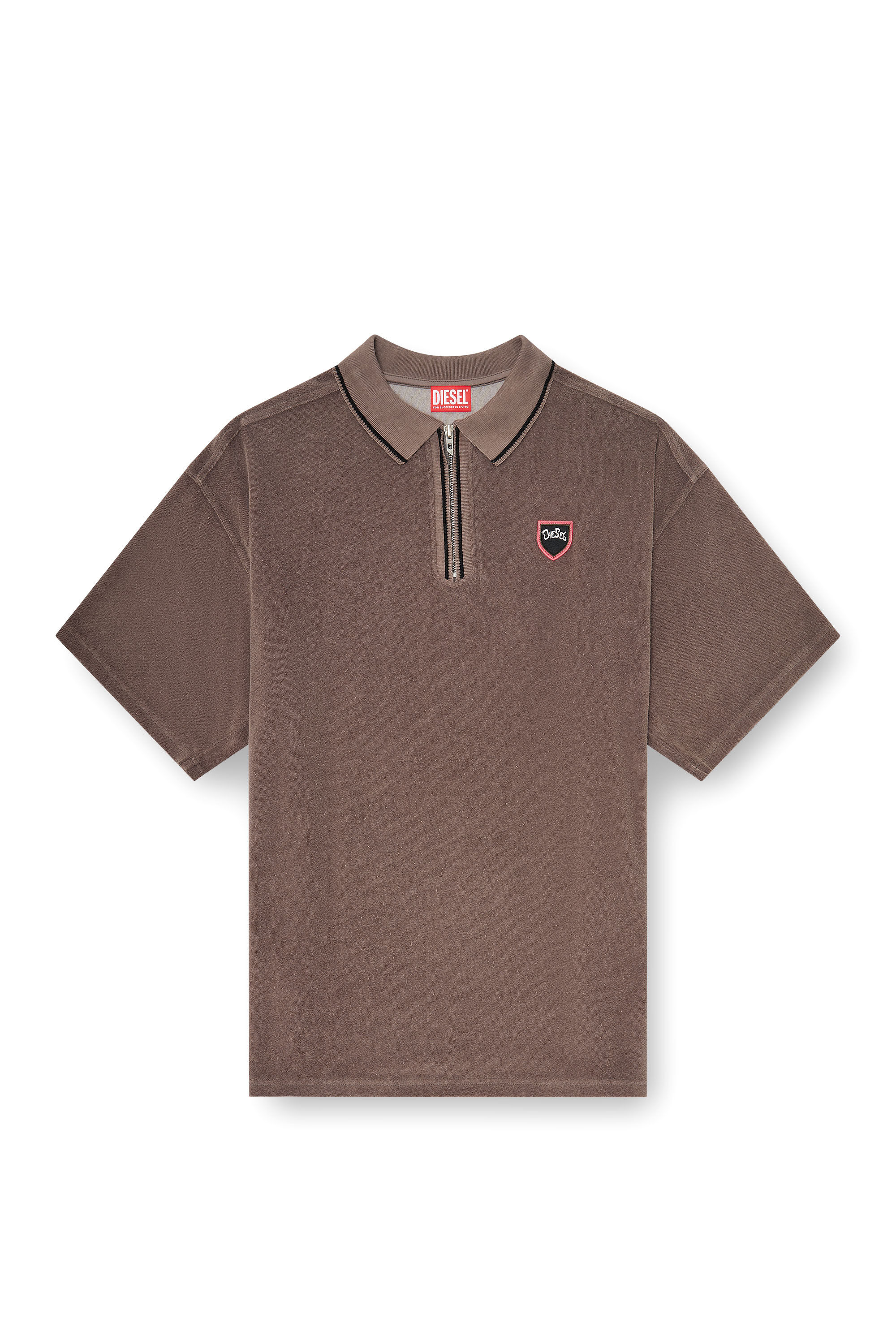 Diesel - T-SPONGY-ZIP, Polo en chenille avec patch blason Homme in ToBeDefined - 2