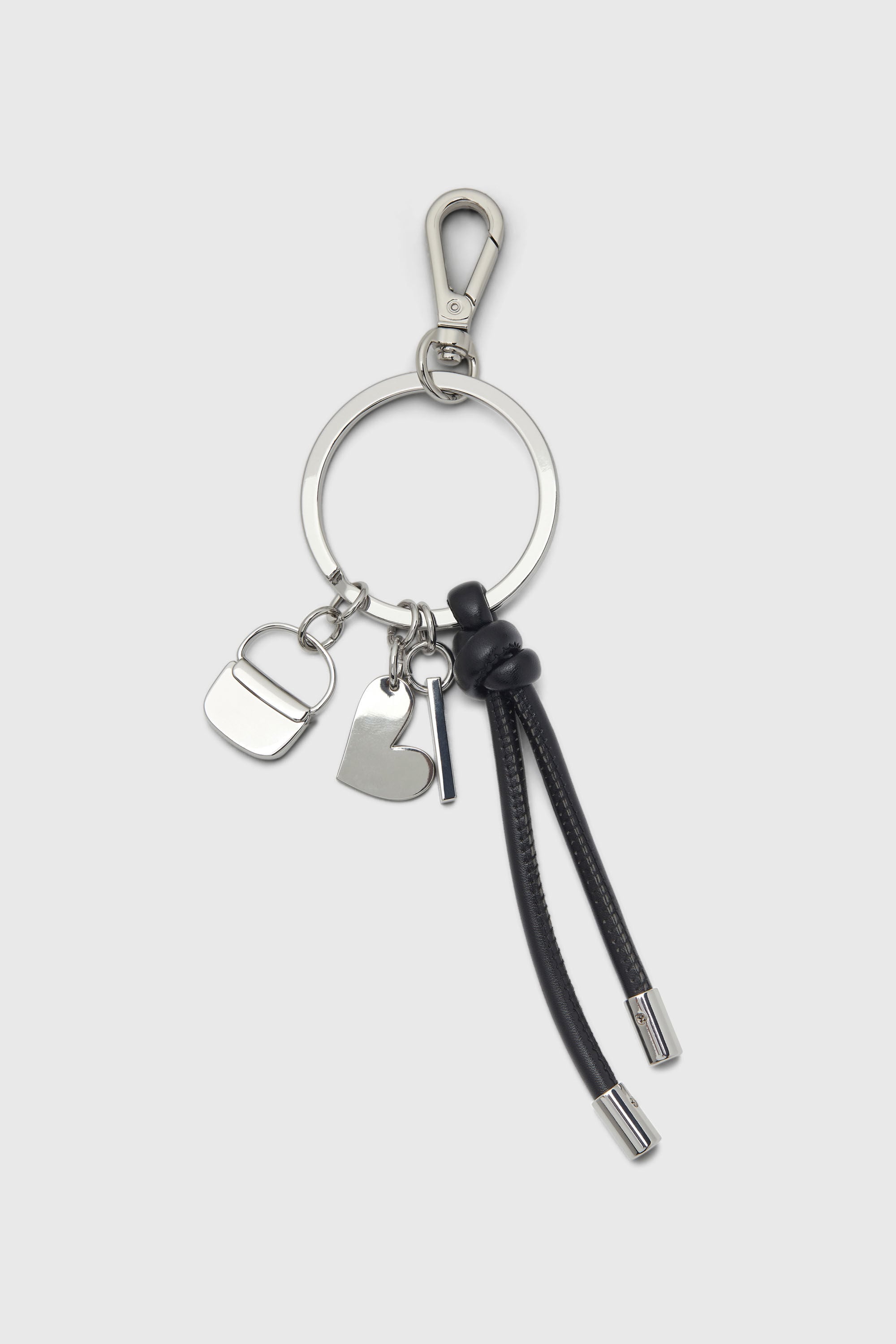 Diesel - MULTI III, Porte-cl&eacute;s orn&eacute; de pendentifs c&oelig;ur et sac Femme in Gris argent&eacute; - 2