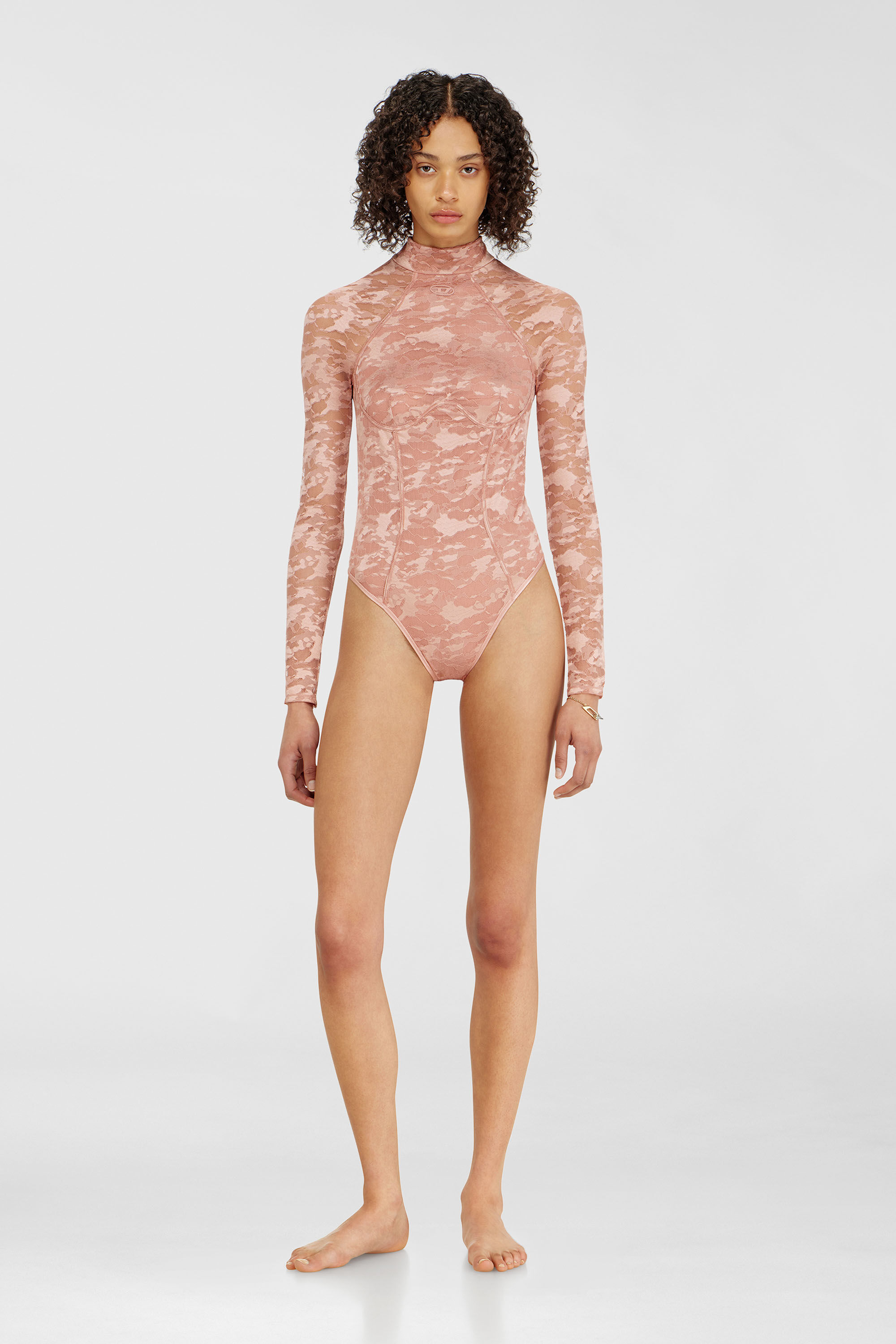 Diesel - VIVIAN-UTLT, Body en dentelle nylon avec dos ouvert Femme in Rose - 1
