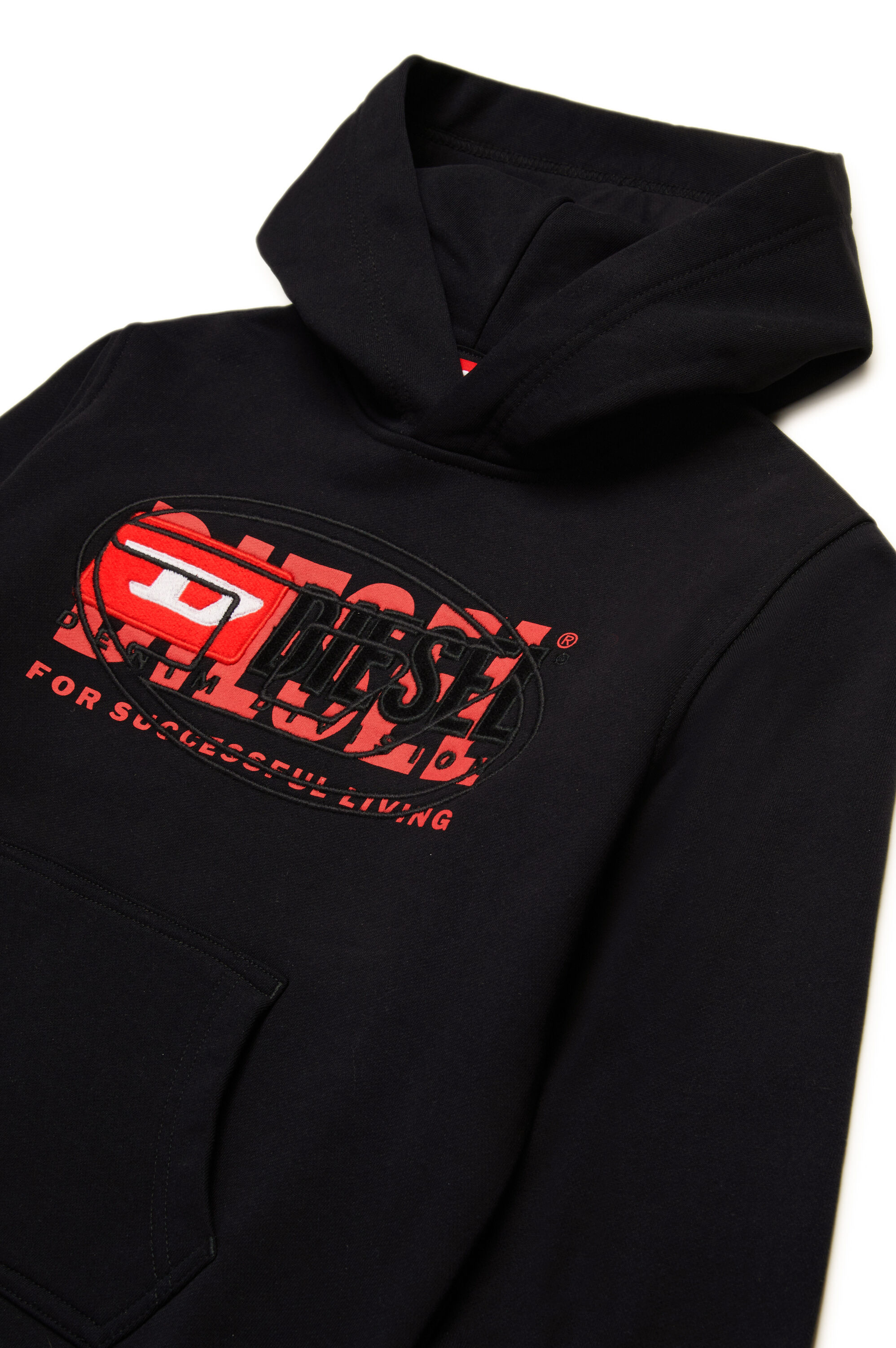 Diesel - SBAXTHOOD OVER, Sweat-shirt à capuche avec logos superposés Homme in Noir - 3