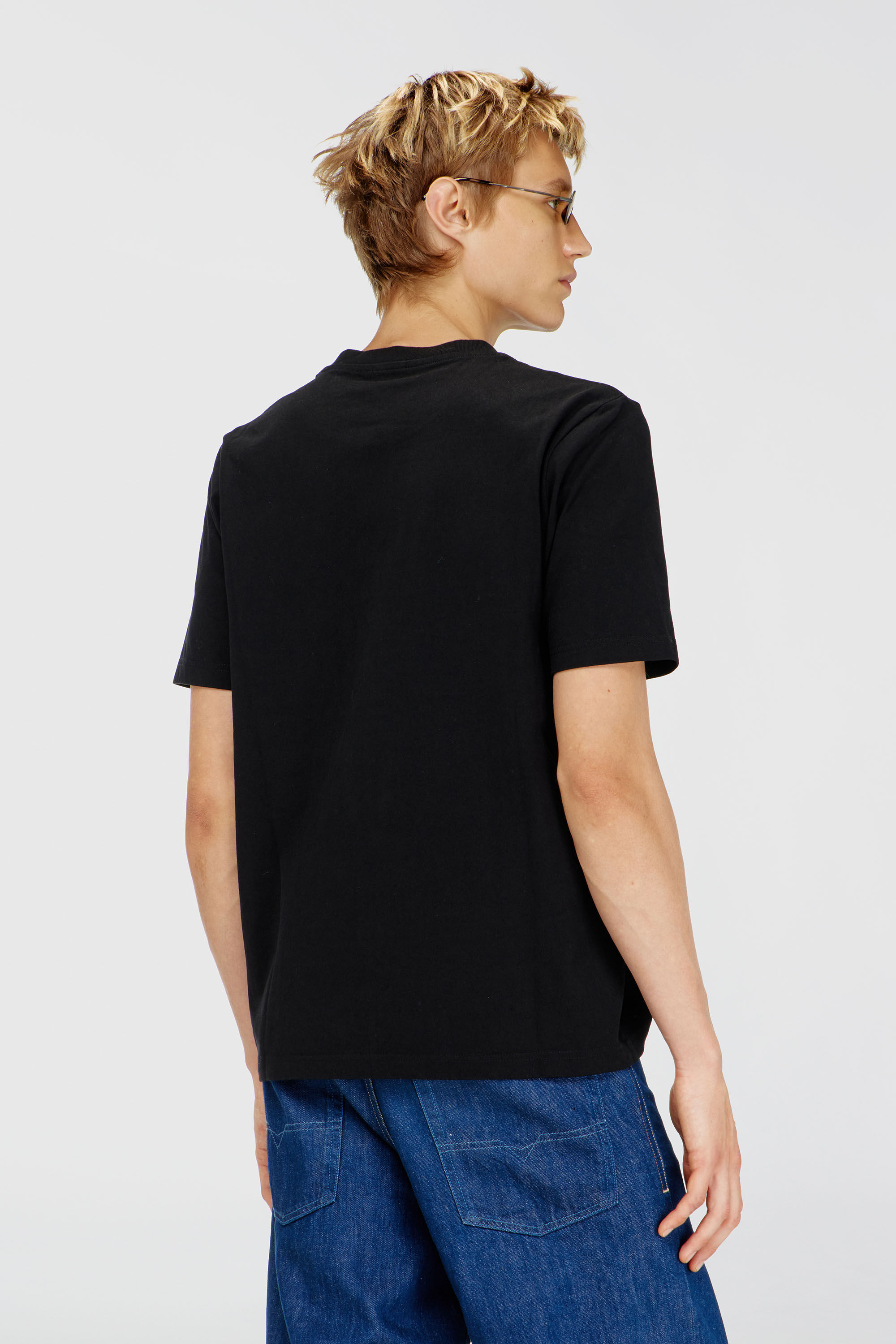 Diesel - T-JUST-APP-T92, Man's Cotton T-shirt with tonal Diesel logo print in Black - 4