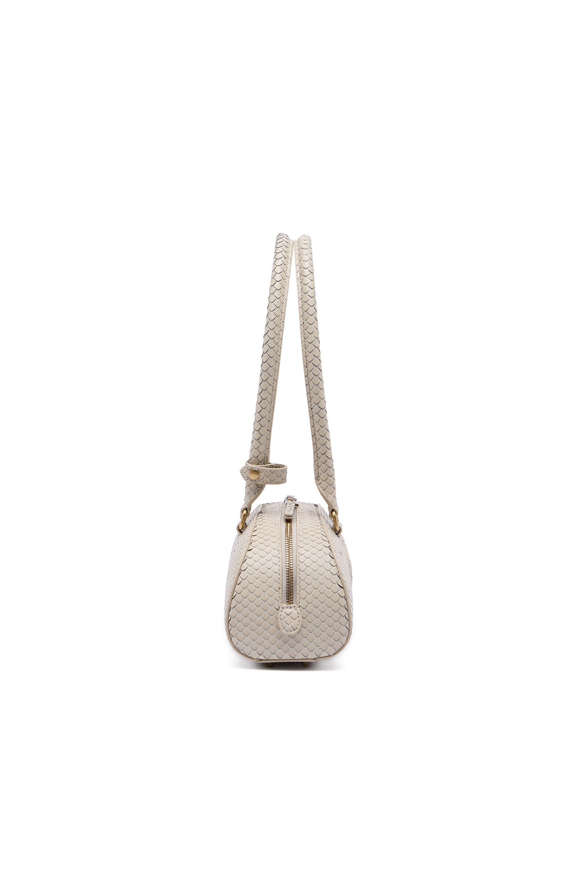 Diesel - 1DR DOME SHOULDER EW, 1DR Dome-Sac bowling allong&eacute; en cuir effet serpent Femme in Beige - 5