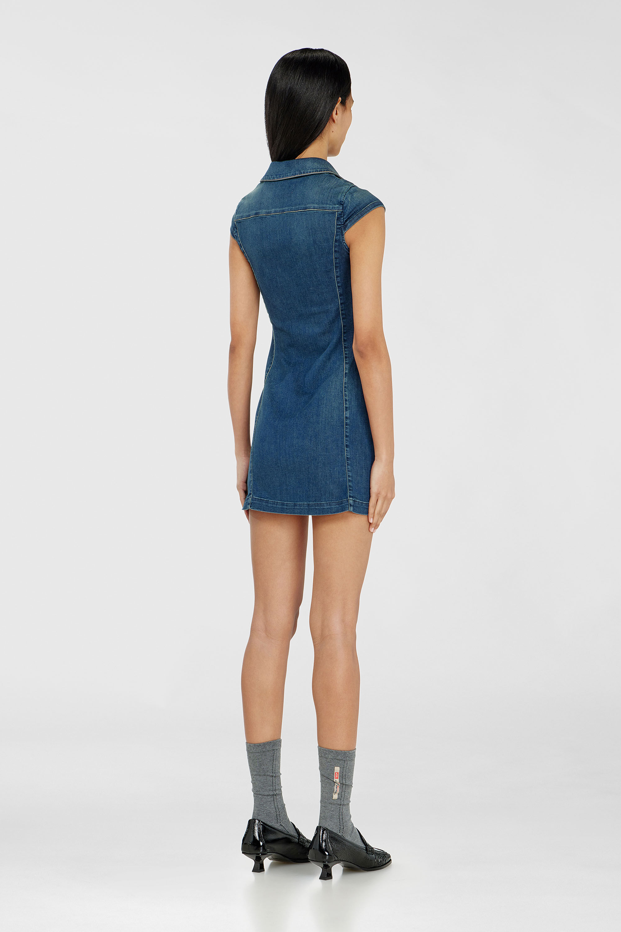 Diesel - DE-LORVYN-S, Robe-chemise en denim avec zip int&eacute;gral Femme in Bleu - 4