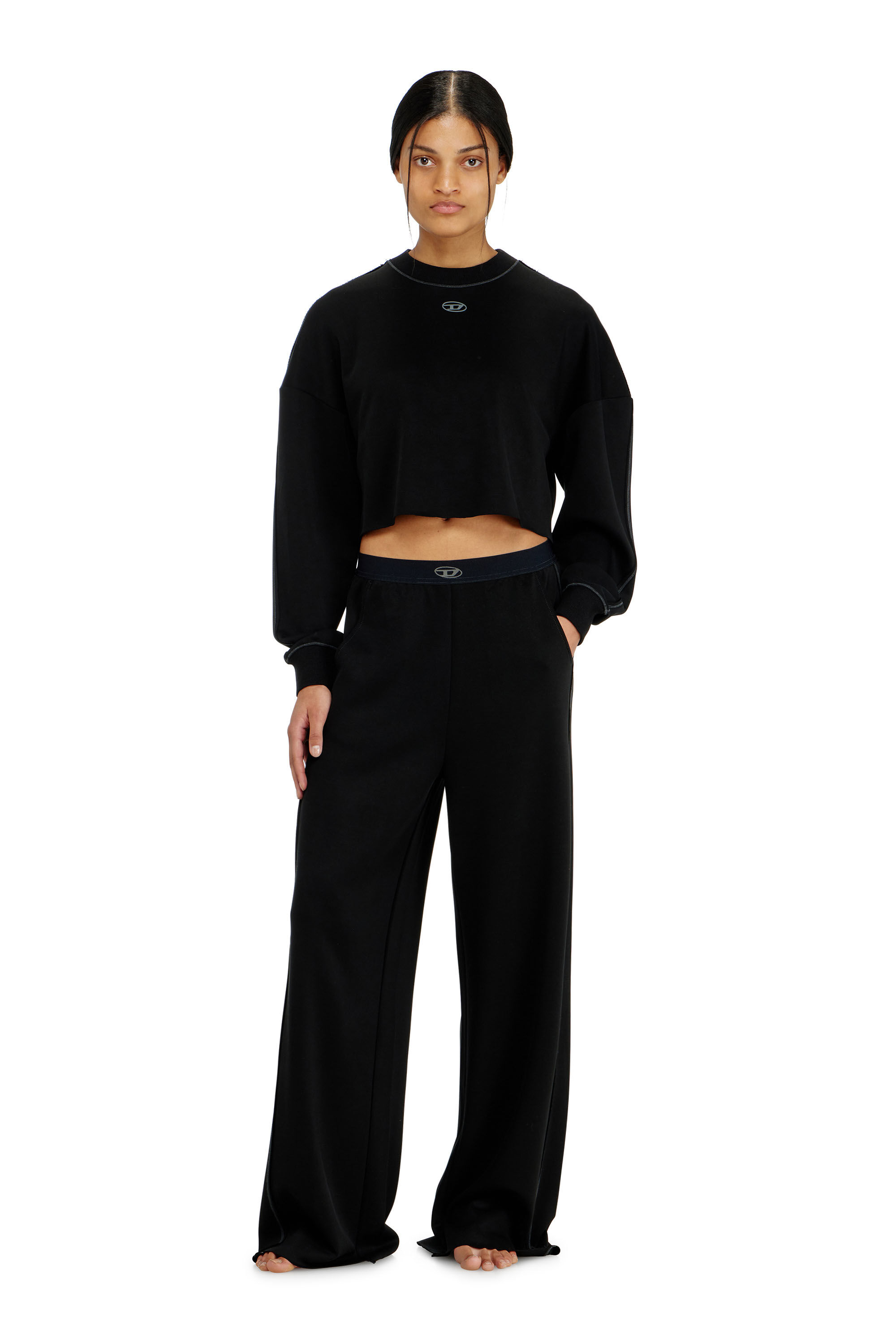 Diesel - BLAKE-UTLT, Crop top en scuba stretch l&eacute;ger Femme in Noir - 1