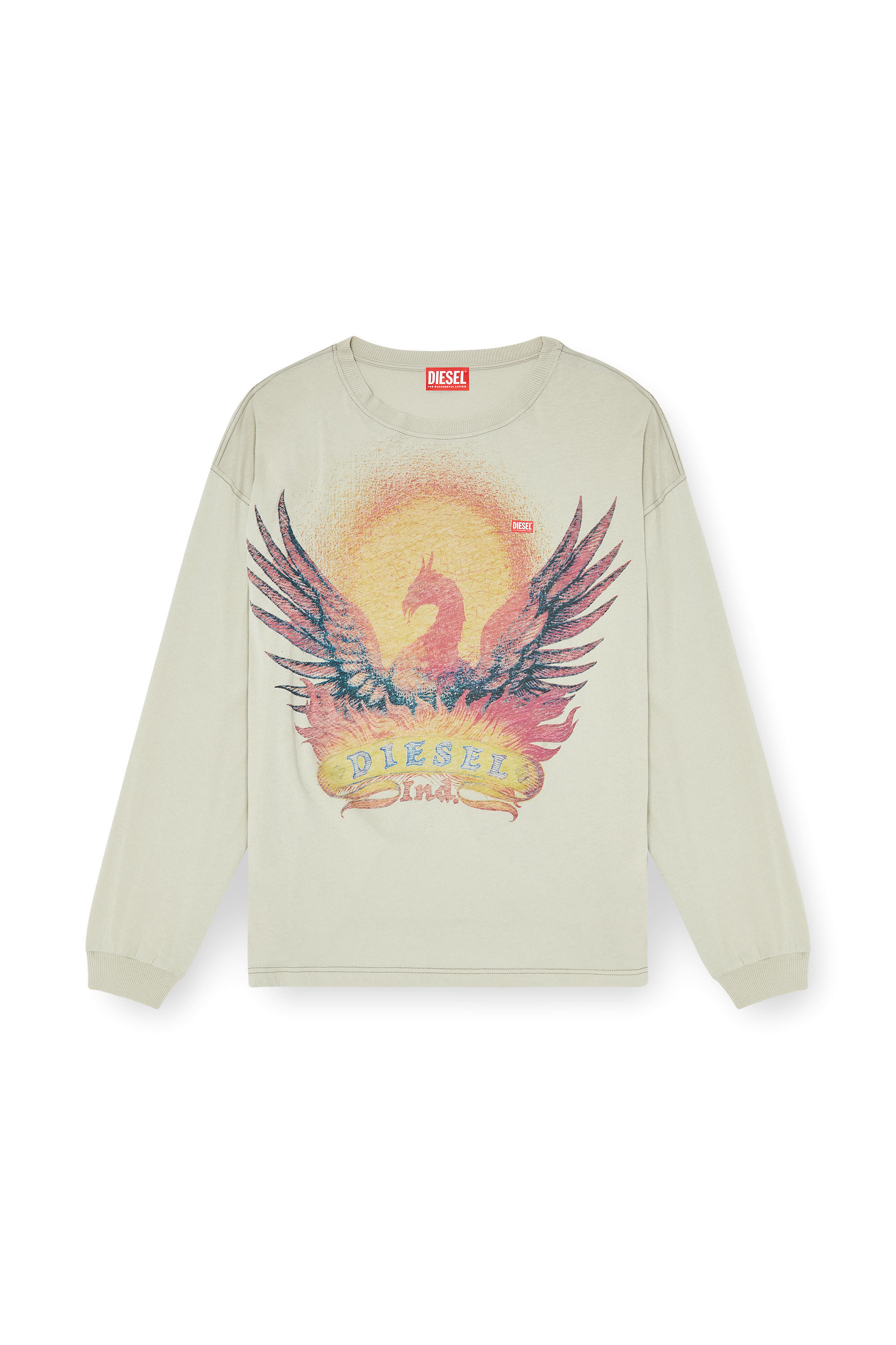 Diesel - T-BOXT-LS-AA1, T-shirt &agrave; manches longues avec motif Phoenix Homme in Beige - 2