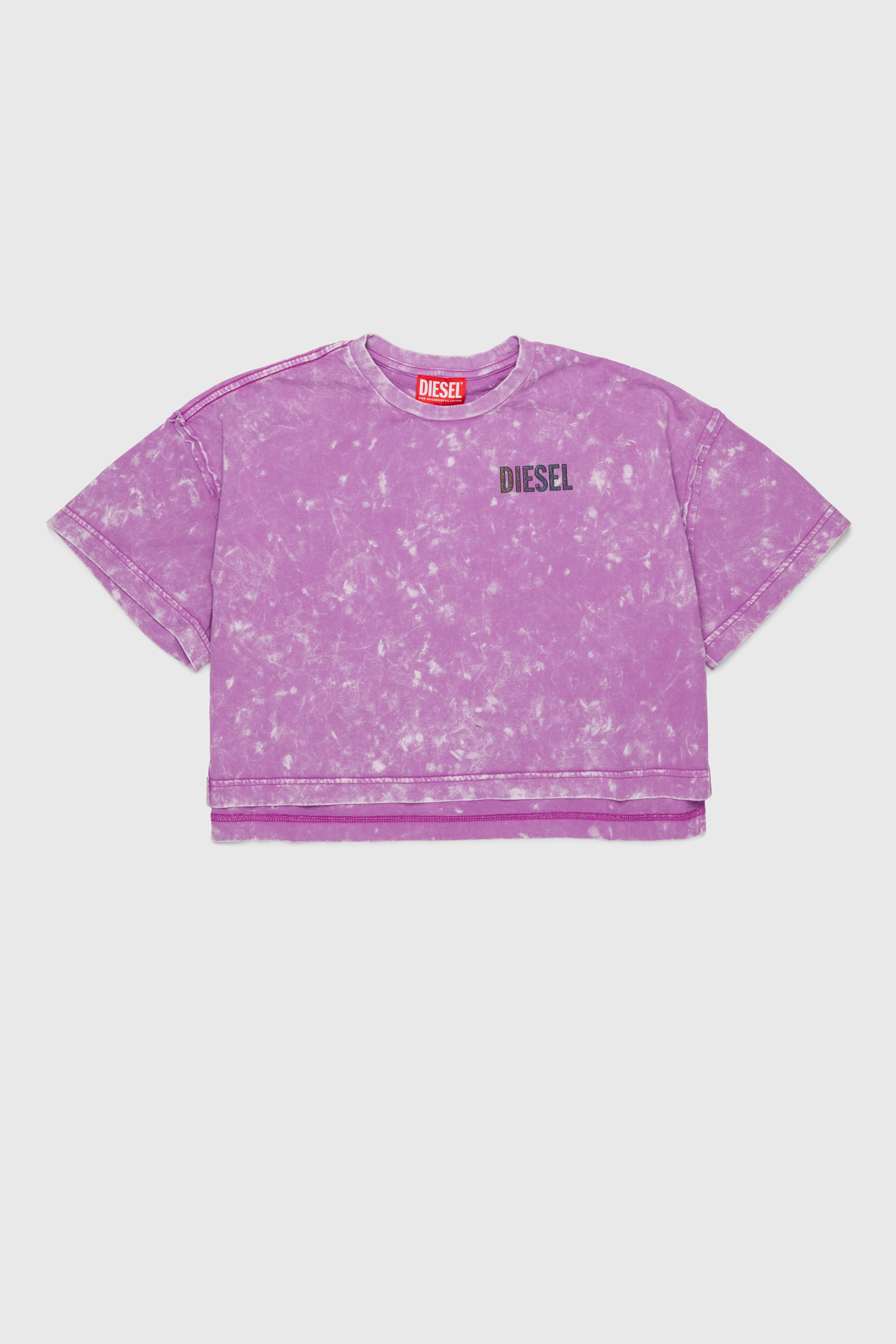 Diesel - TLOXY, T-shirt cropped avec effet tie-dye Femme in Violet - 1