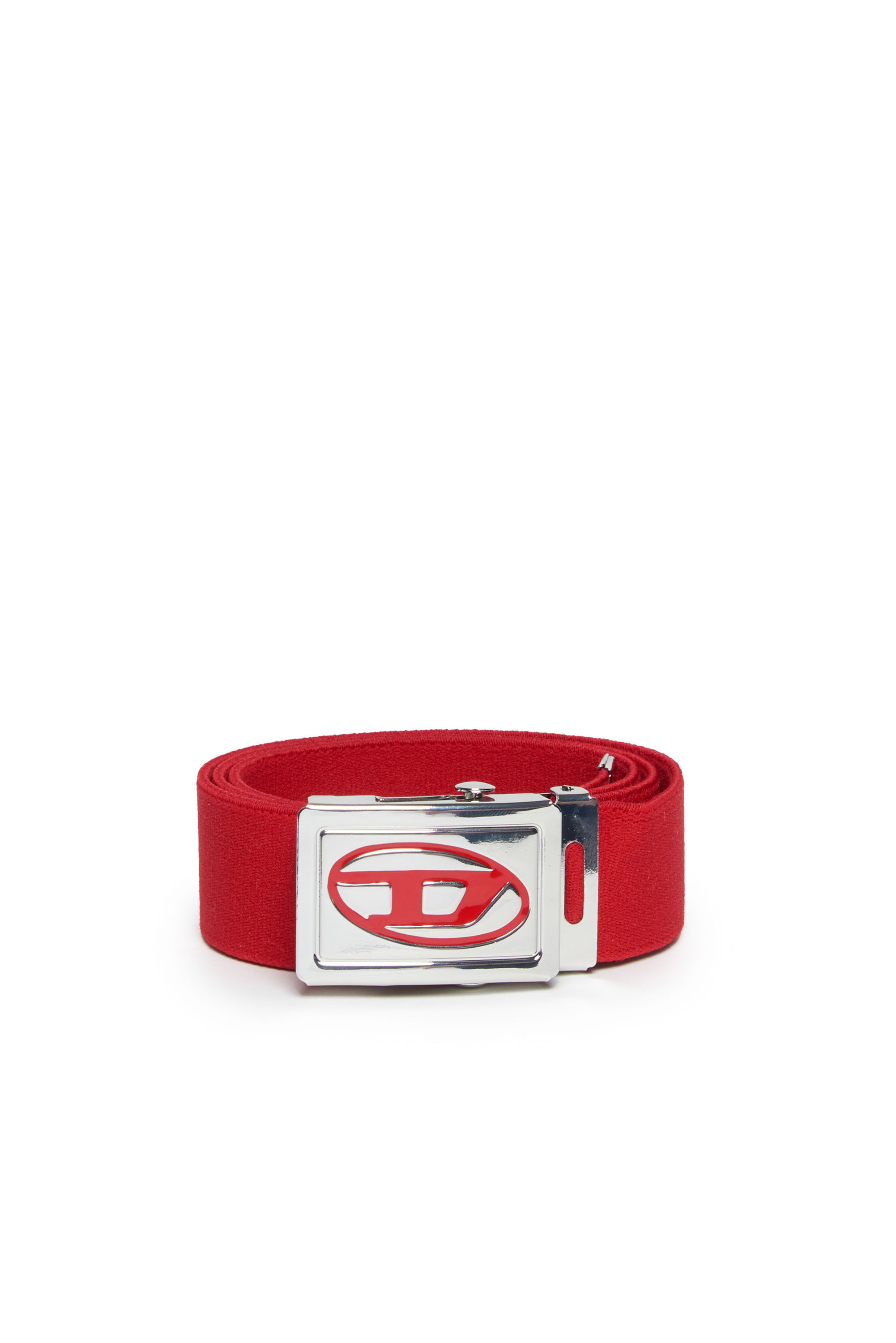 Diesel - BESAR, Ceinture ruban avec boucle et plaque Oval D Homme in Rouge - 1