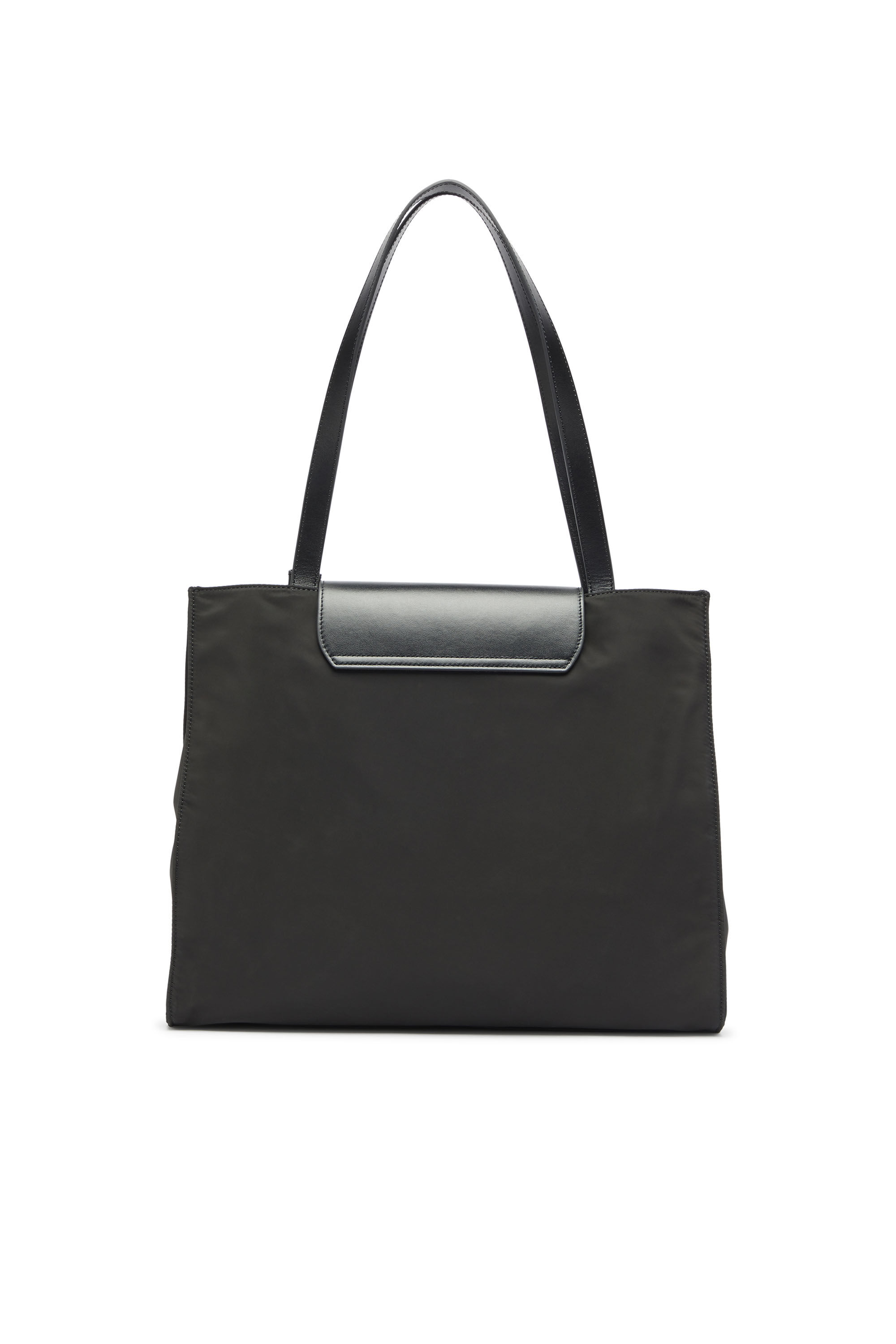 Diesel - 1DR TOTE E/W, 1DR - Sac shopping en nylon avec rabat en cuir Mixte in Noir - 2