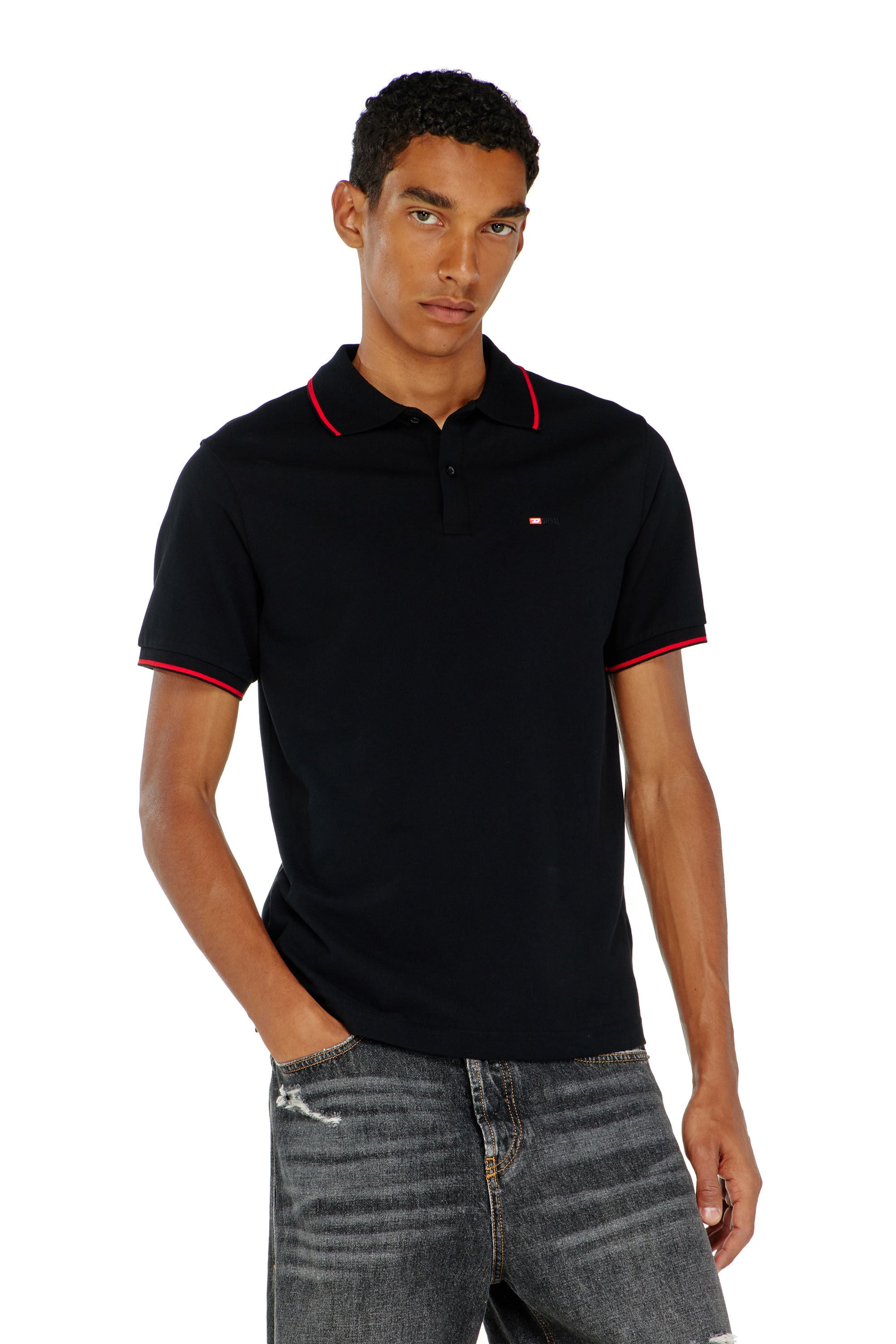 Diesel - T-FERRY-MICRODIV, Polo avec micro broderie Diesel Homme in Noir - 3
