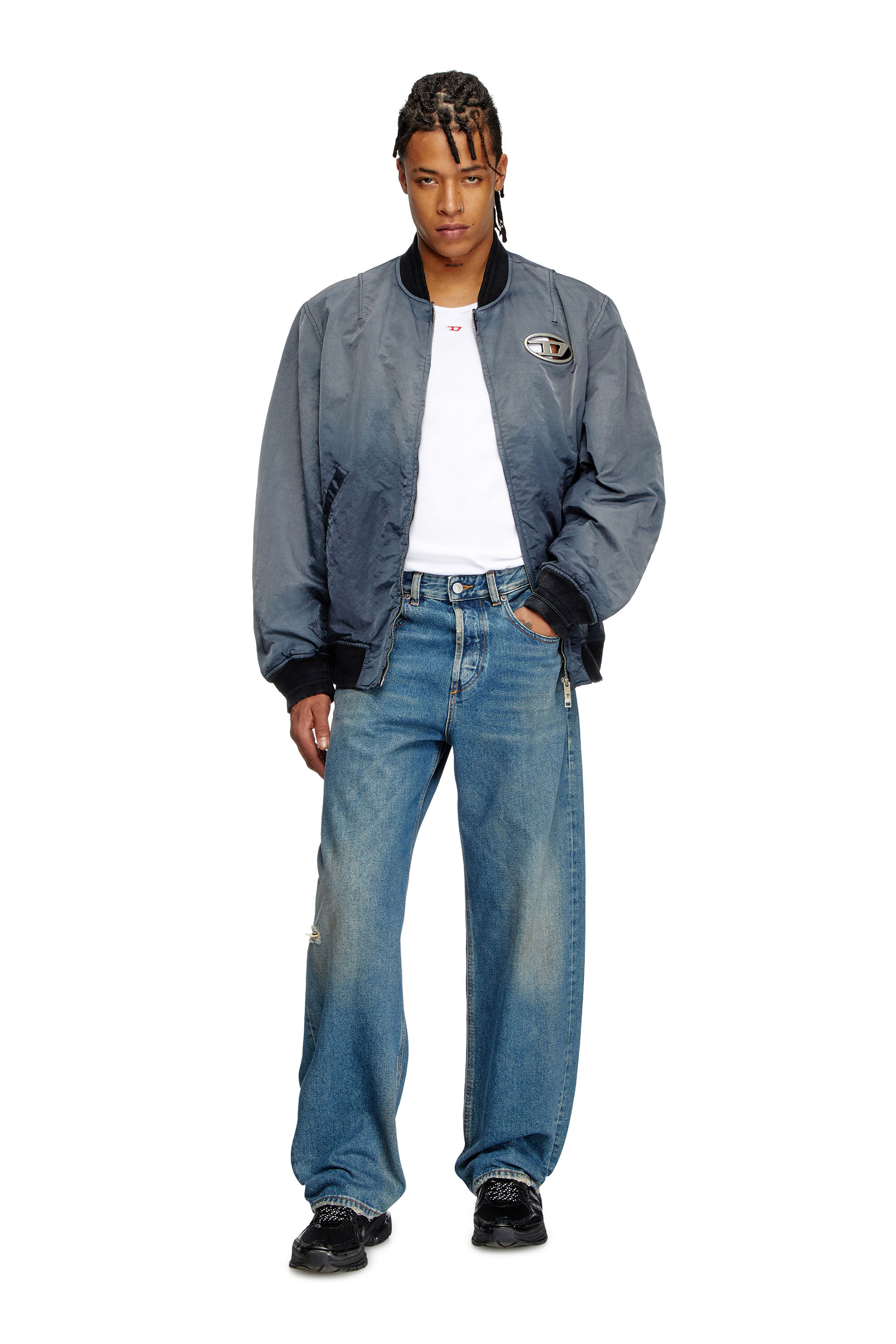 Diesel - J-KEPES, Veste bomber matelassée avec effet dégradé Homme in Gris - 1