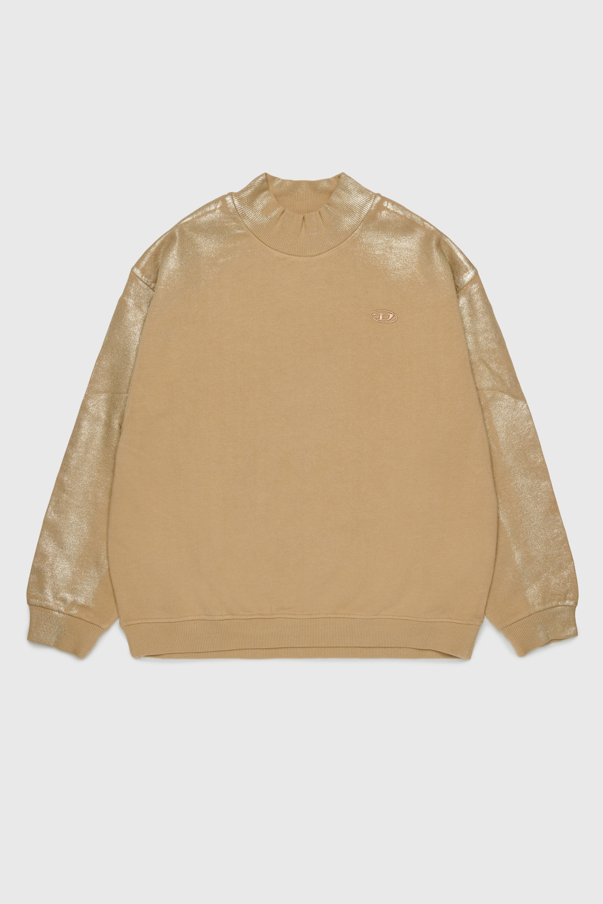 Diesel - SFALEXNS1, Sweat-shirt avec manches effet m&eacute;tallis&eacute; Femme in Marron - 1