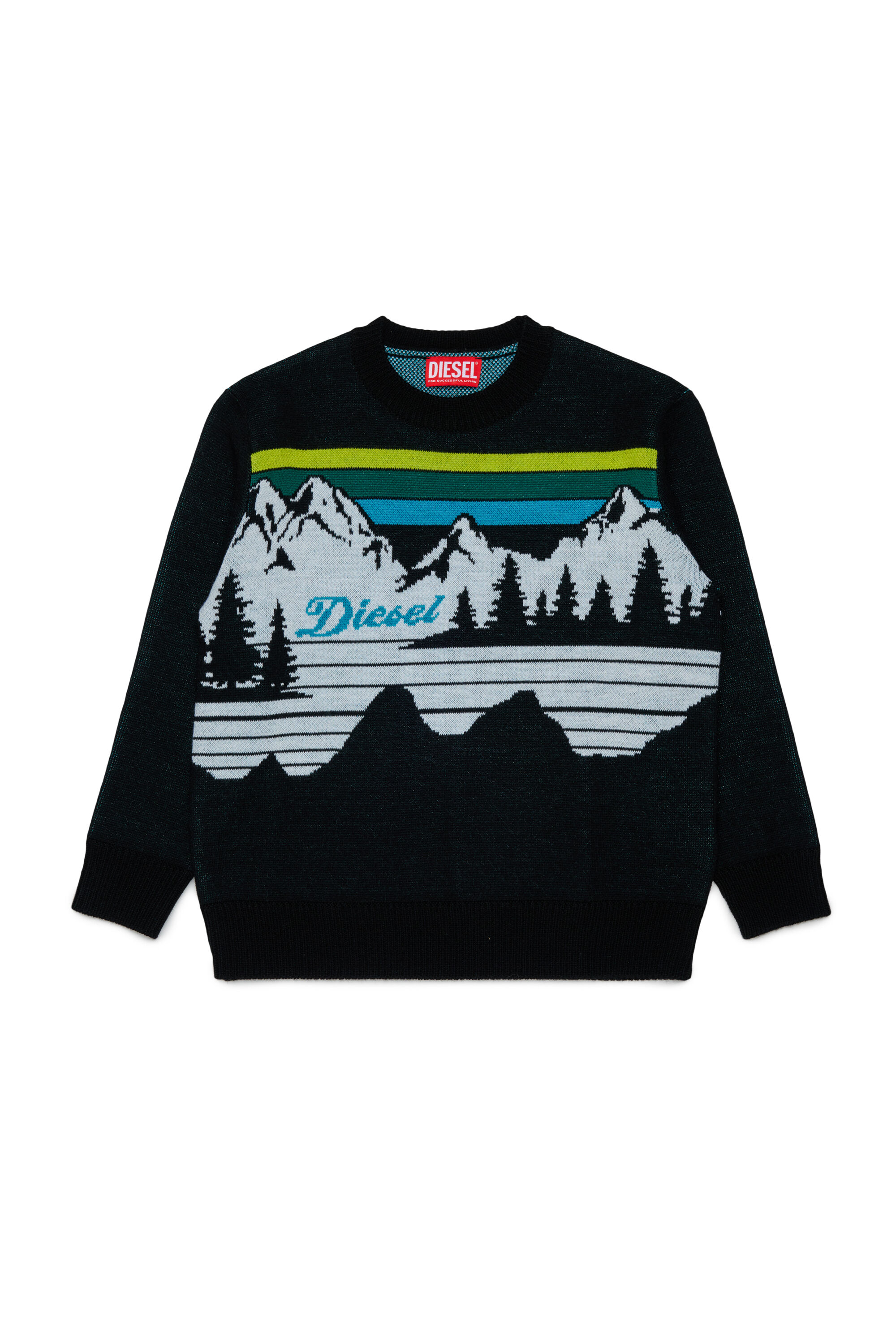 Diesel - KHILES OVER, Pull en m&eacute;lange de laine &agrave; motif montagne Mixte in Noir - 1