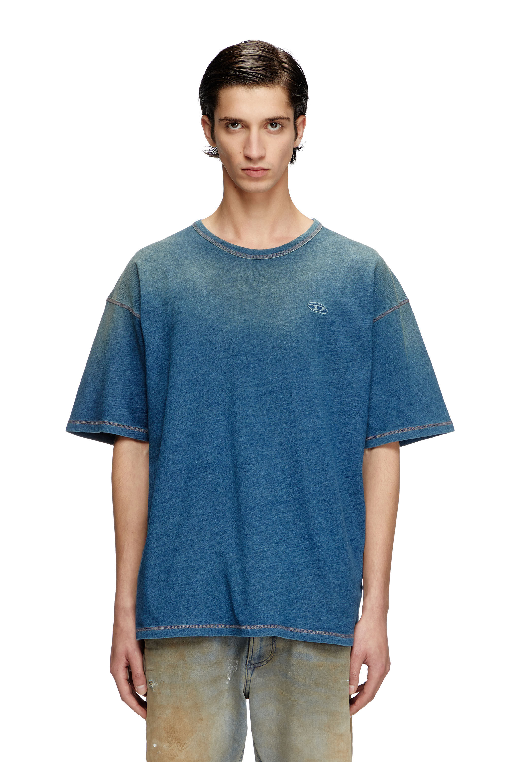 Diesel - T-BOXT-R11, T-shirt avec traitement par pulvérisation Homme in Bleu - 3