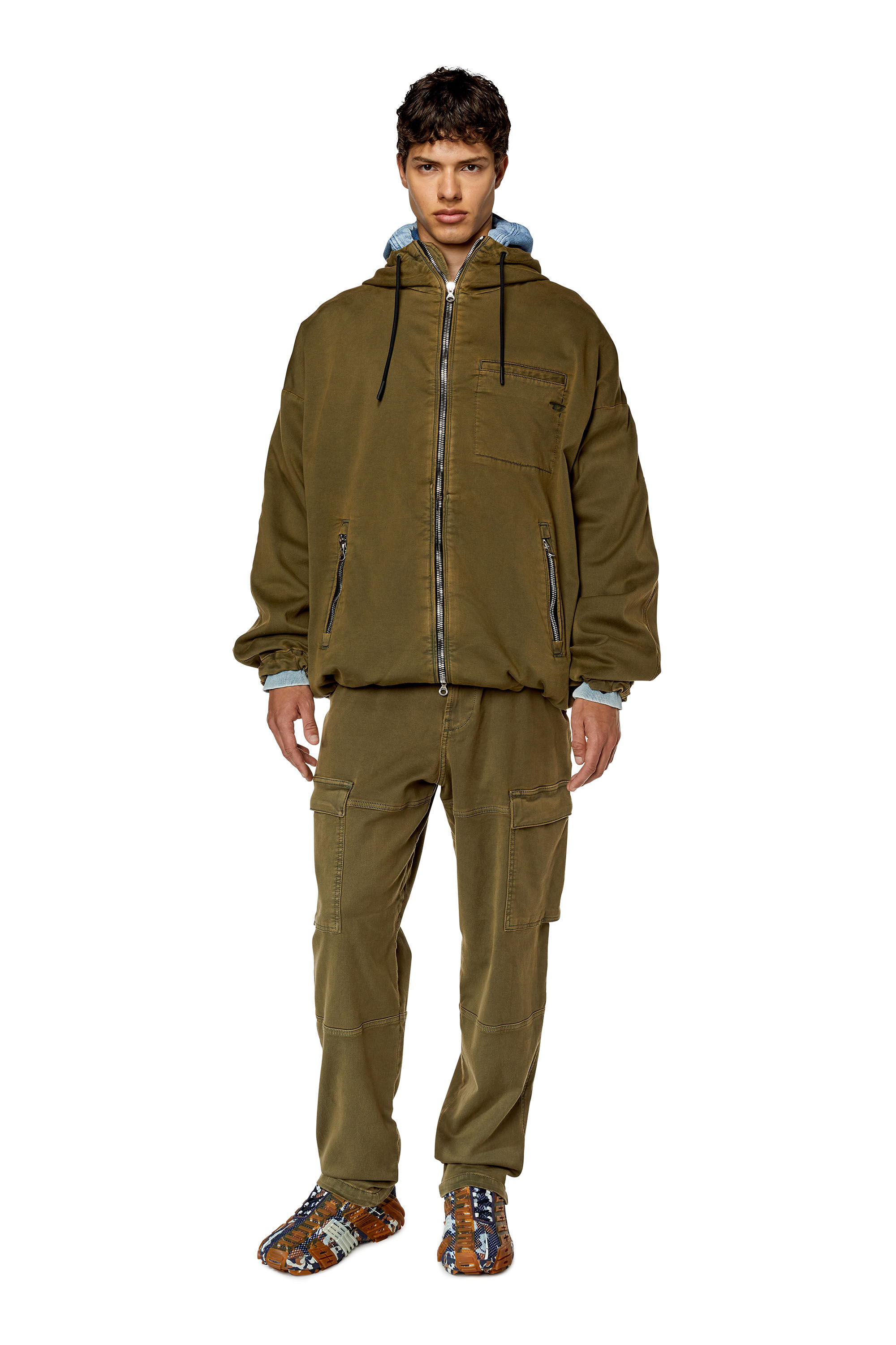 Diesel - D-HENNES JOGG, Veste à capuche JoggJeans Homme in Vert - 1