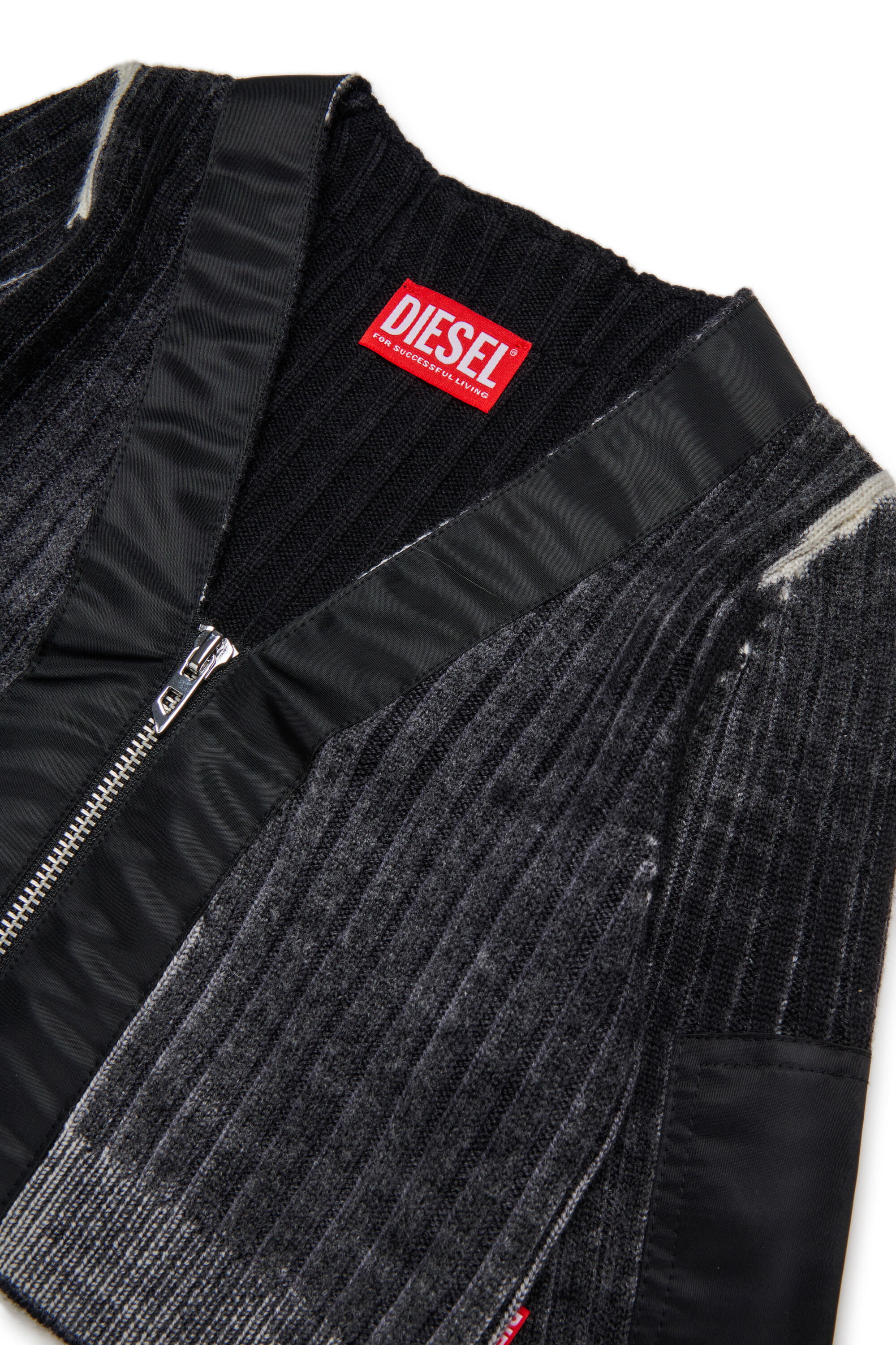 Diesel - KMASERA, Pull en laine avec fermeture éclair frontale Femme in Noir - 3