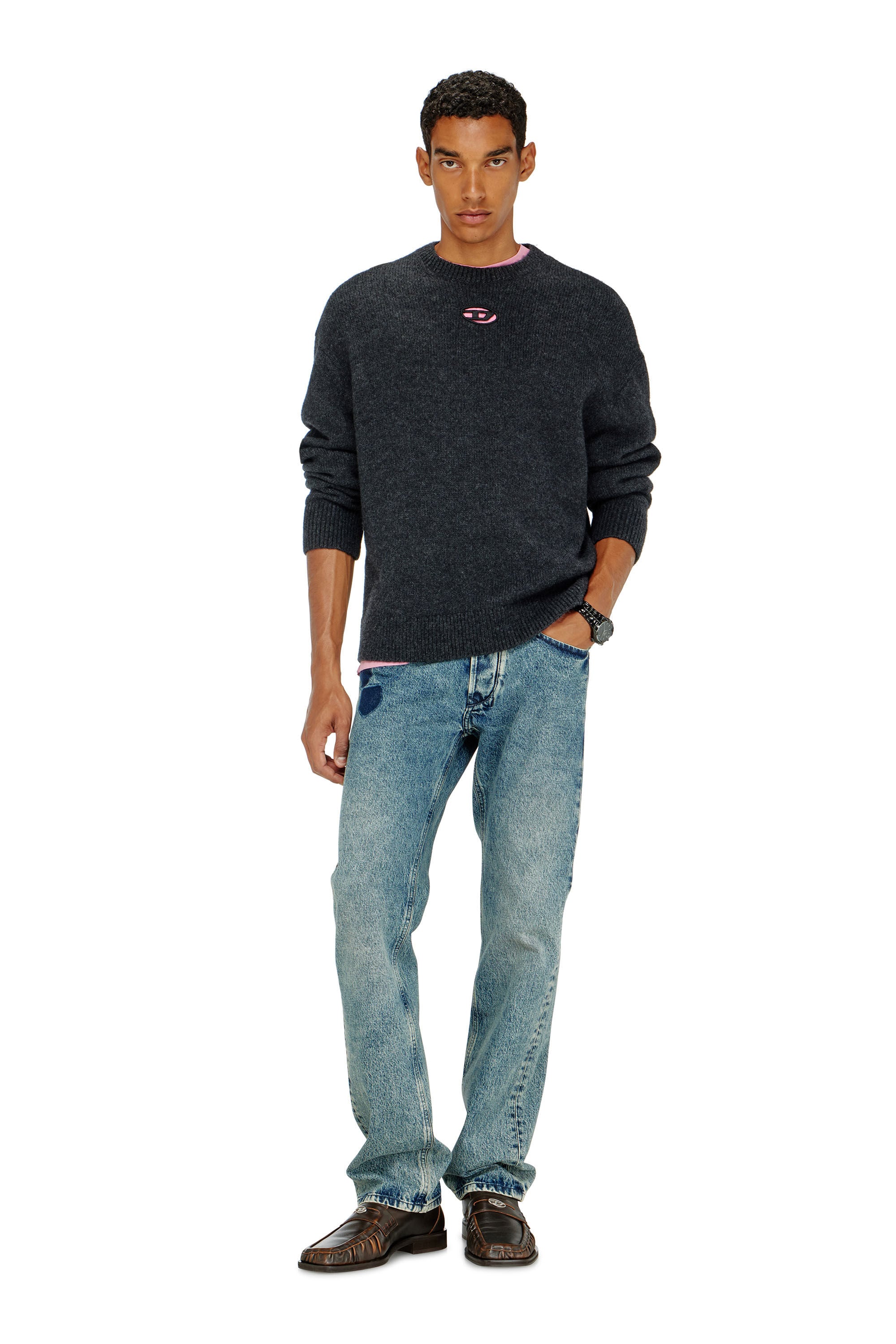 Diesel - K-AREESO, Pull en m&eacute;lange de laine et alpaga Homme in Noir - 1