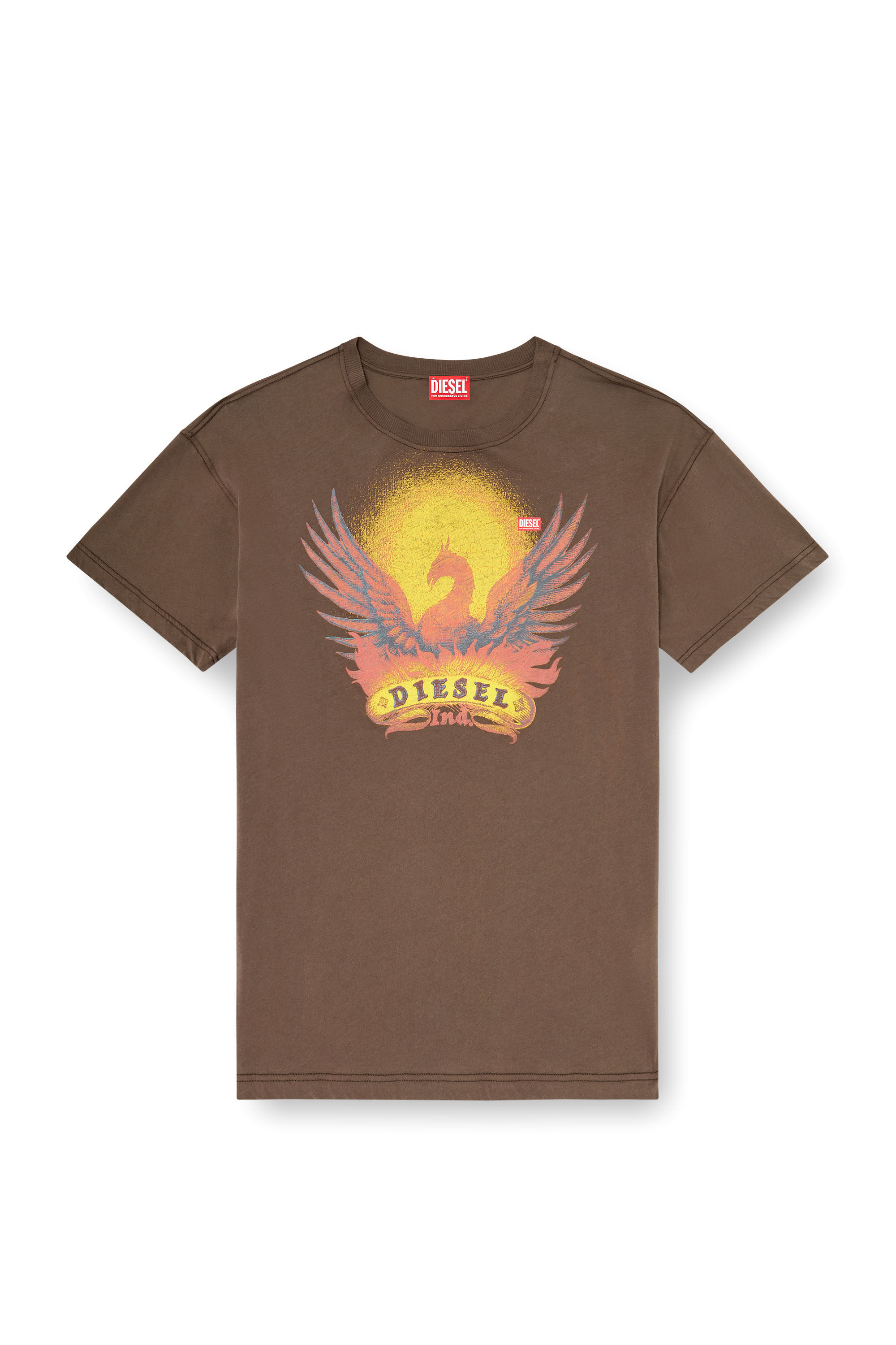 Diesel - T-NORM-AA1, Man's Regular T-shirt with Phoenix print in Brown - 2