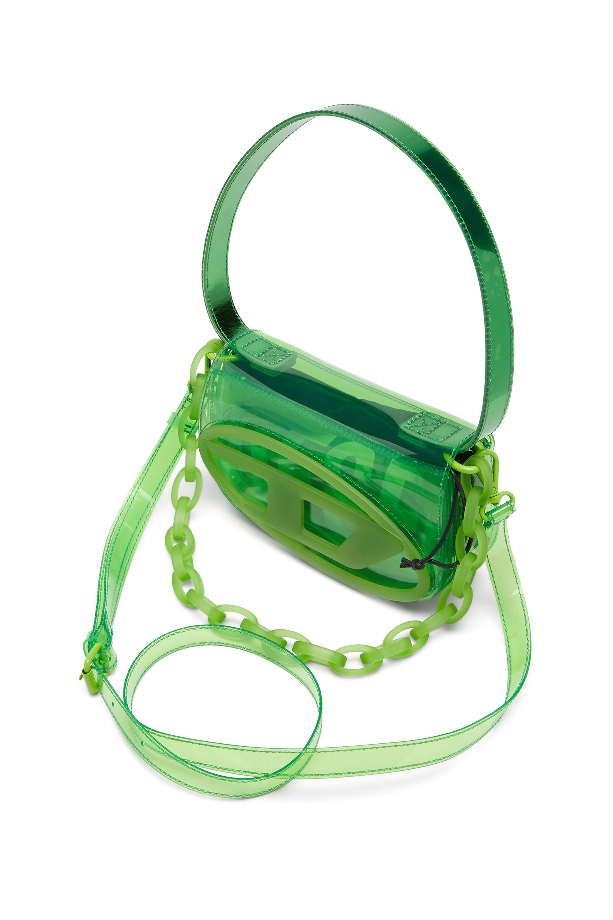 Diesel - 1DR, Woman's 1DR-Iconic shoulder bag in transparent TPU in Green - 5