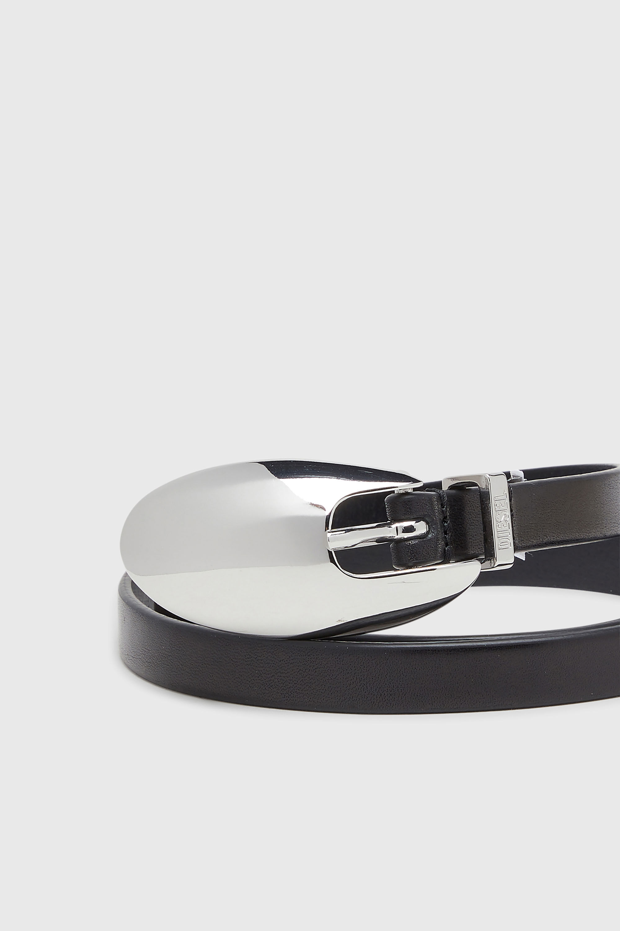 Diesel - B-ROP 15, Ceinture 1.5 cm fine en cuir avec boucle sculpturale Femme in Noir - 3