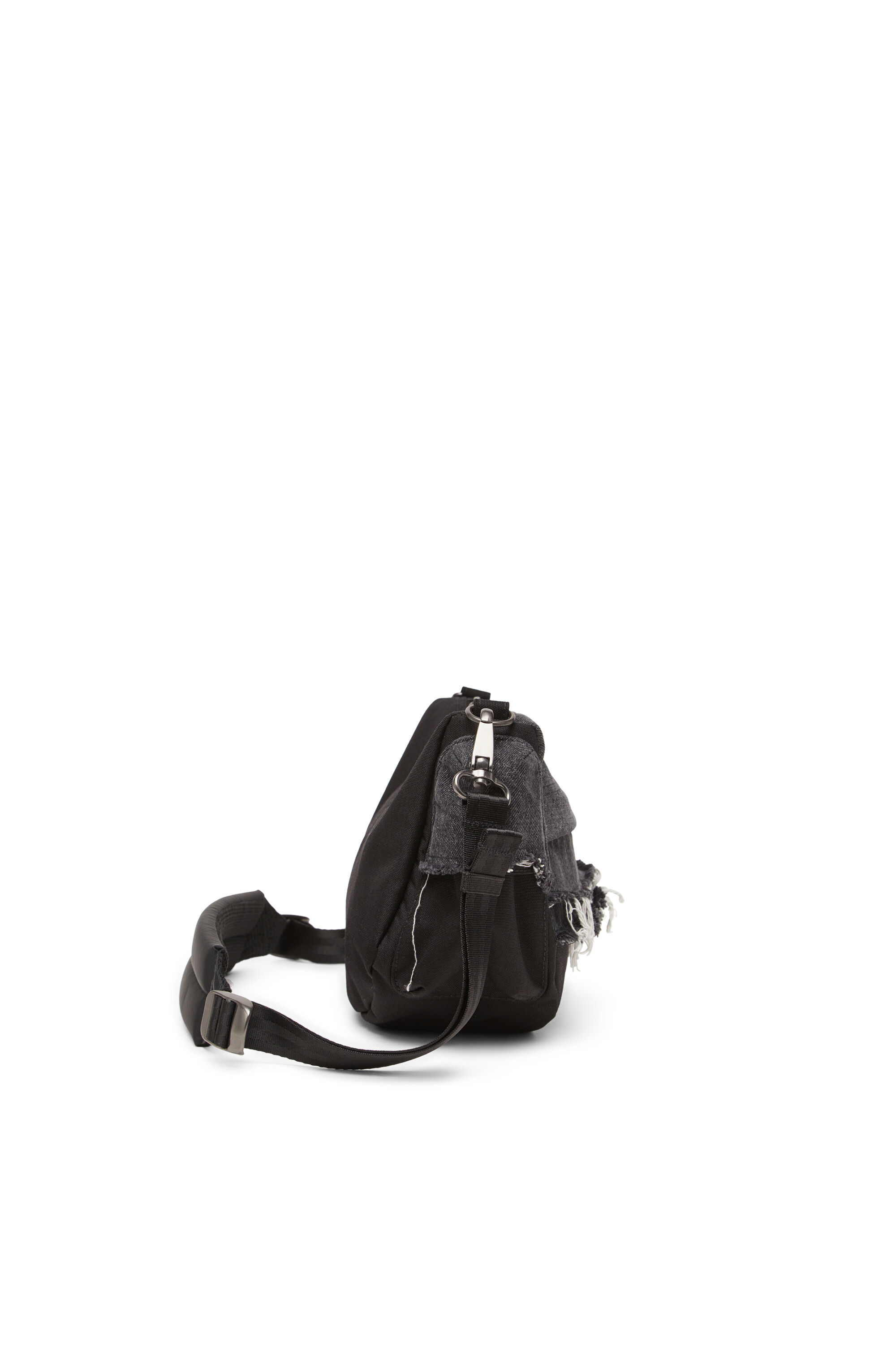 Diesel - DIESEL SHOULDER BAG, Sac à bandoulière en denim effet destroy et CORDURA® Mixte in Noir - 3