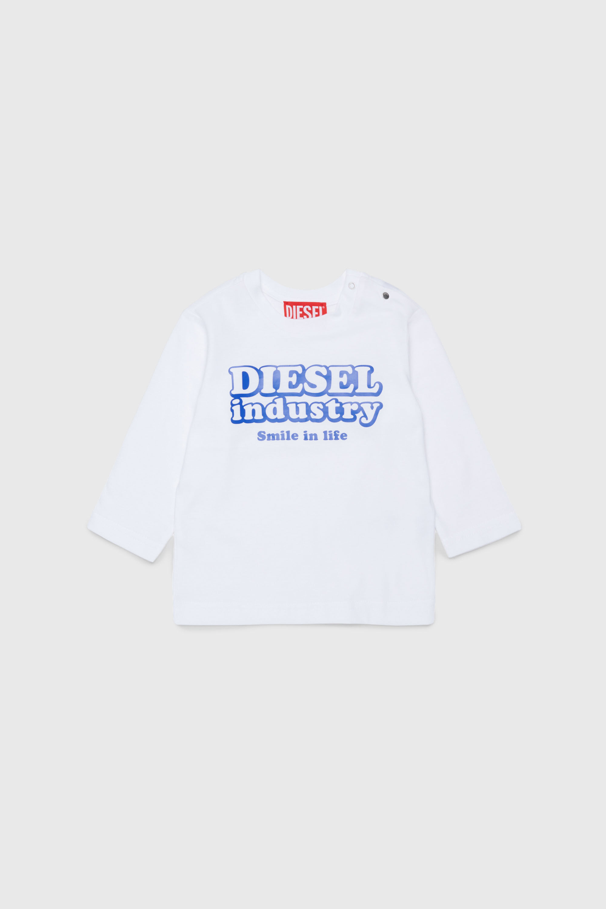 Diesel - TLODIMB, T-shirt &agrave; manches longues avec imprim&eacute; Diesel Industry Homme in Blanc - 1