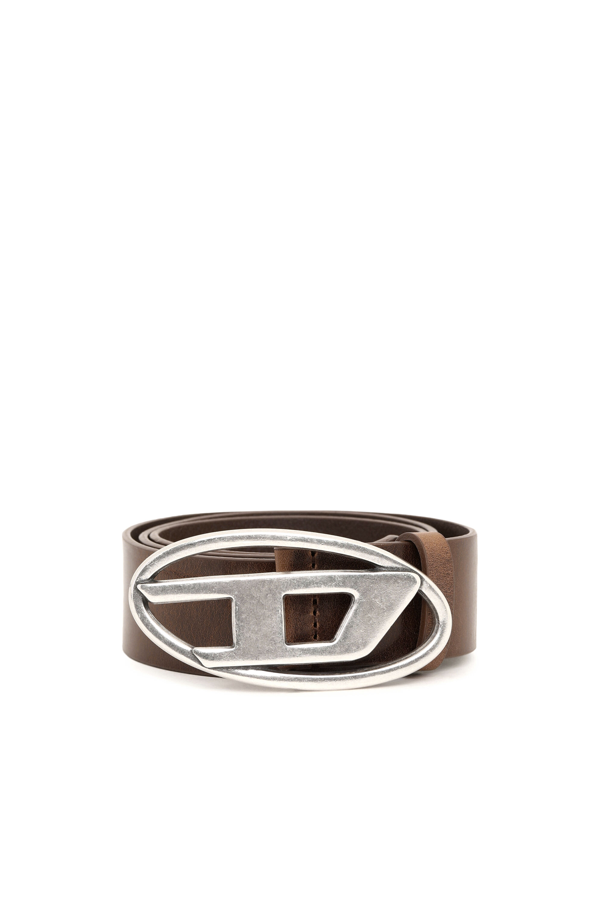 DIESEL B-1dr belt本革ベルト/光沢のあるベルトバックル/90/黑 DIESEL B-1dr belt 黒色の本革ベルト光沢のあるベルトバックル90