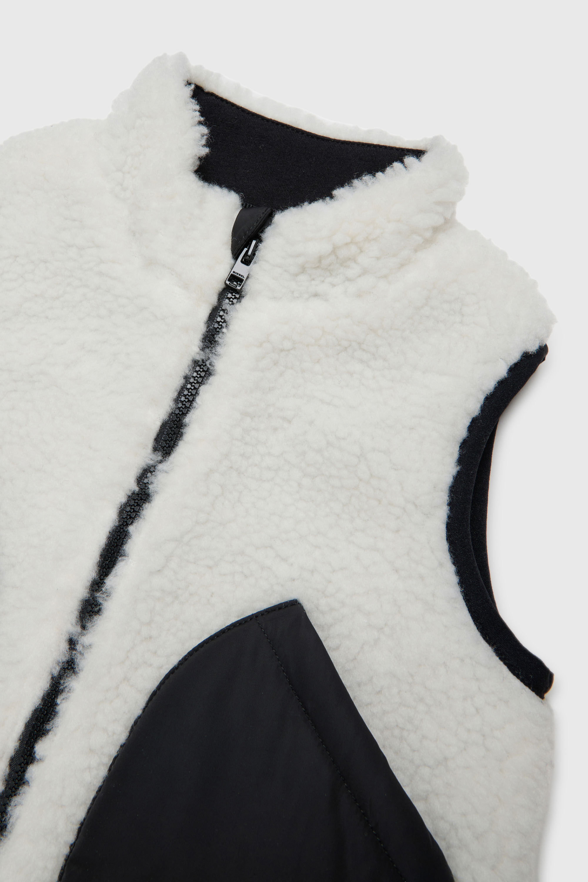 Diesel - JSEARB, Veste colour-block en teddy et nylon Homme in Blanc - 3