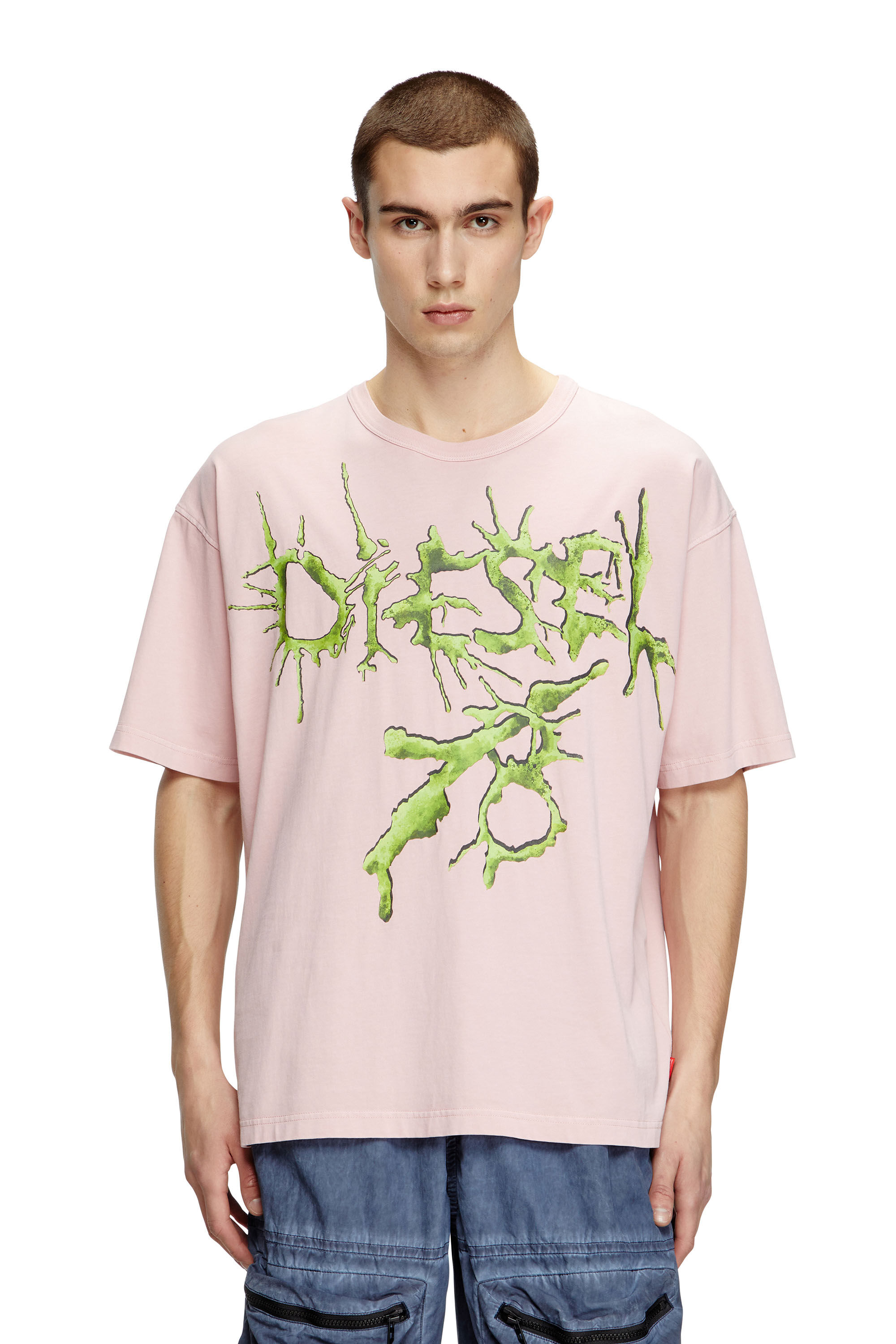 Tシャツ・カットソー DIESEL Men T Shirts A196480HGBY42AA Pink Men's T-shirt with mini Design Studio print | Pink | Diesel