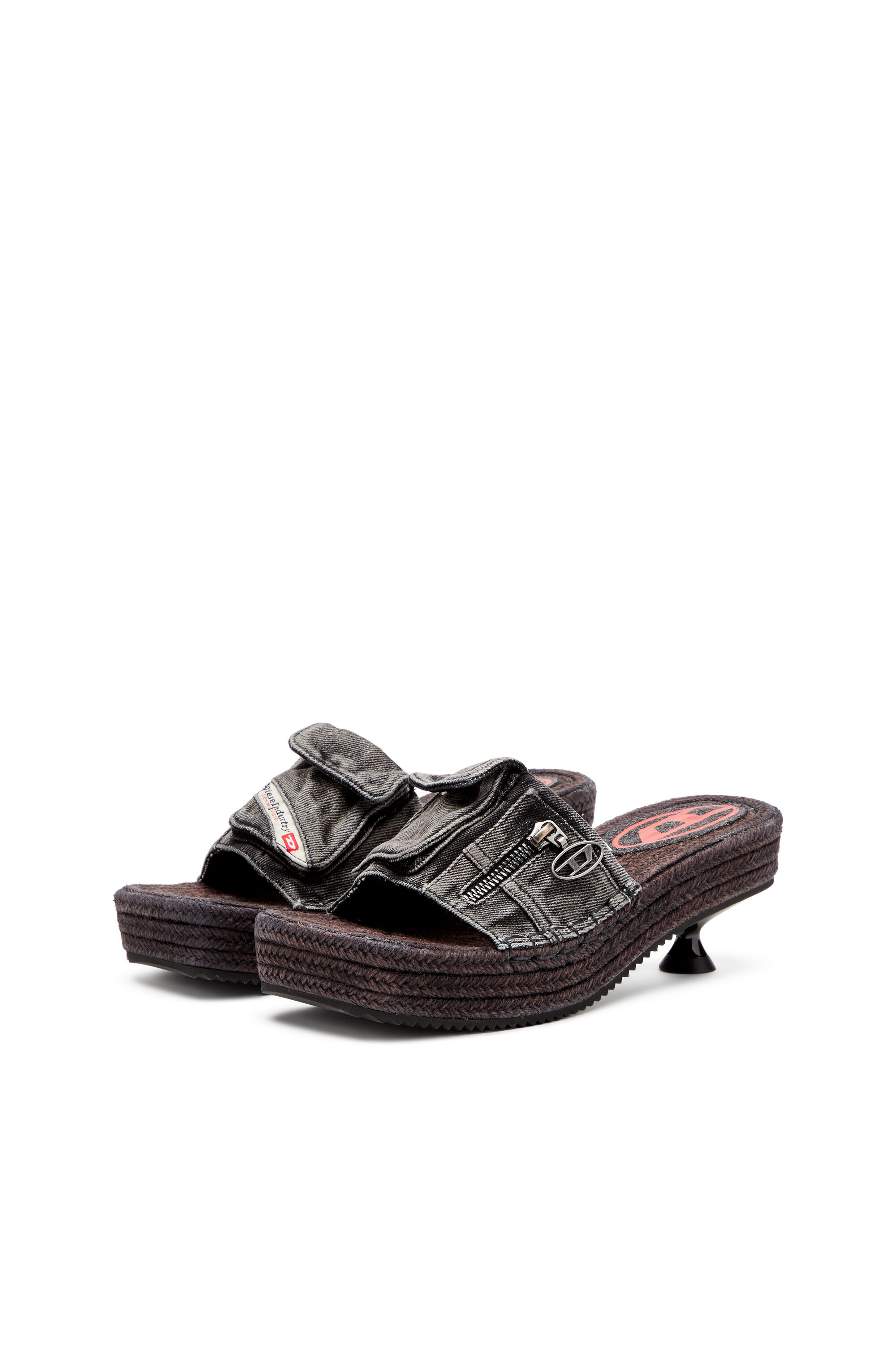 Women's D-Ibiza-Heeled platform espadrilles in denim | Black