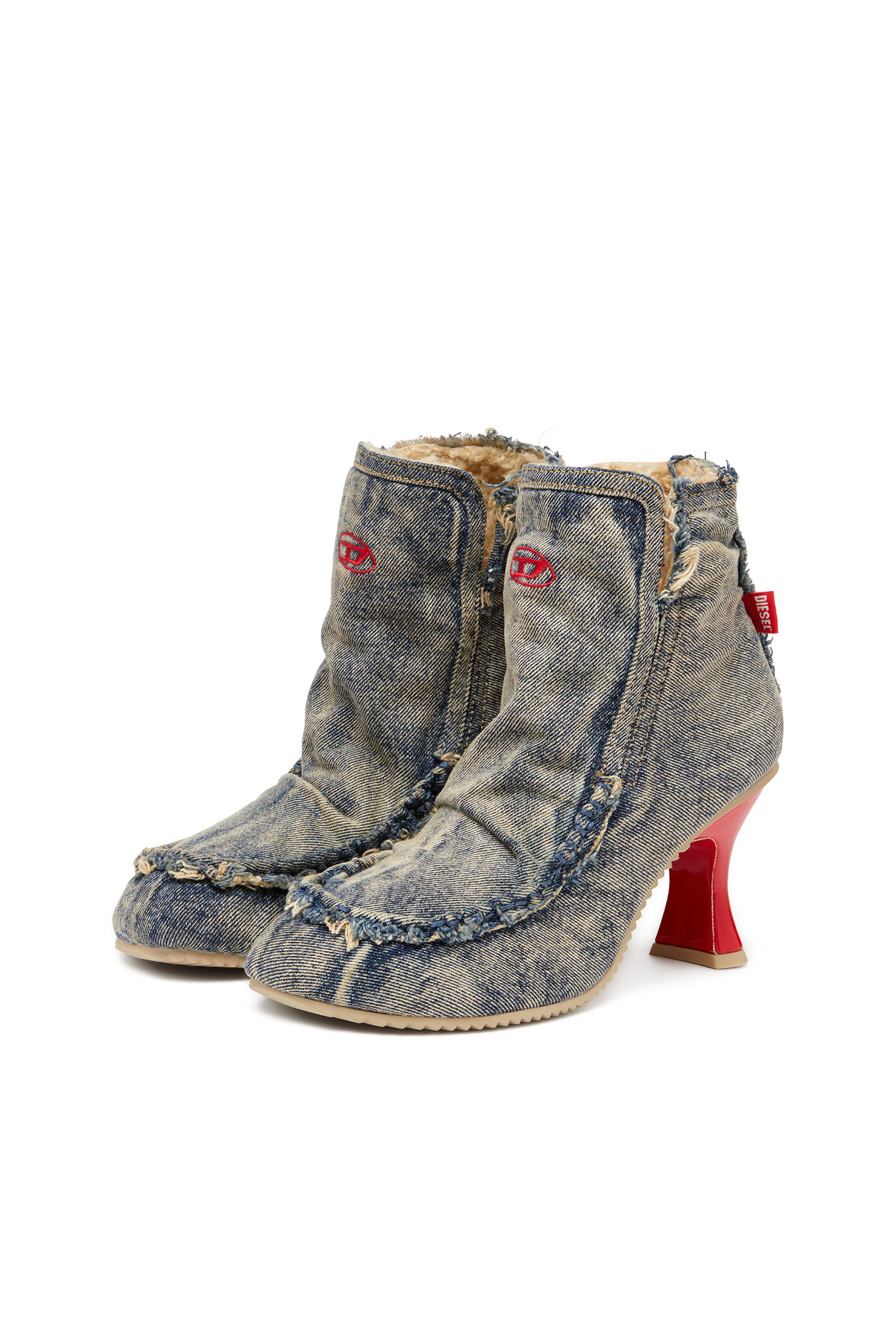Diesel - D-WOODSTOCK HEEL AB, D-Woodstock - Bottes en denim à talon Femme in Bleu - 9
