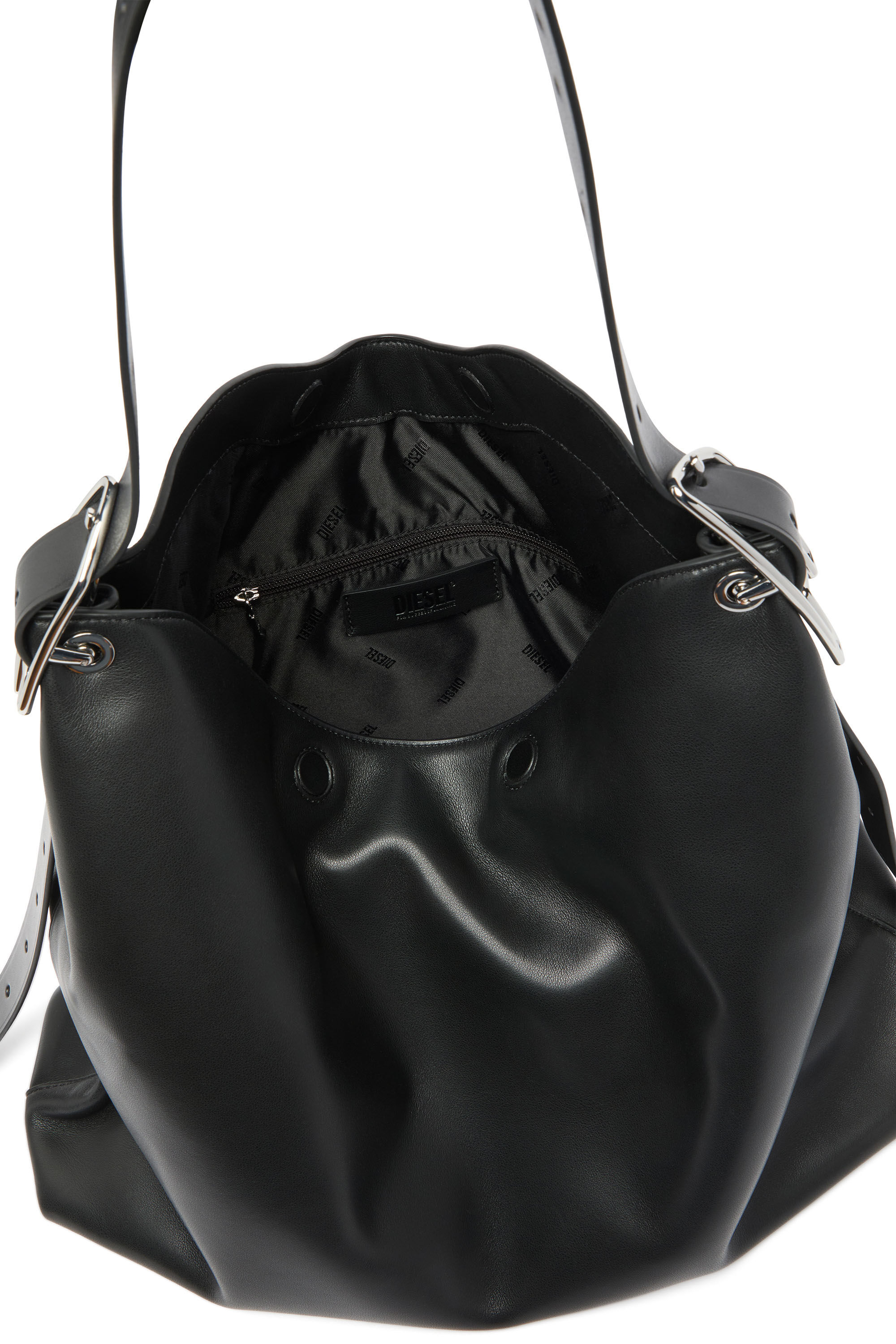 Diesel - D-LINE HOBO L, D-Line-Sac hobo en cuir Femme in Noir - 6