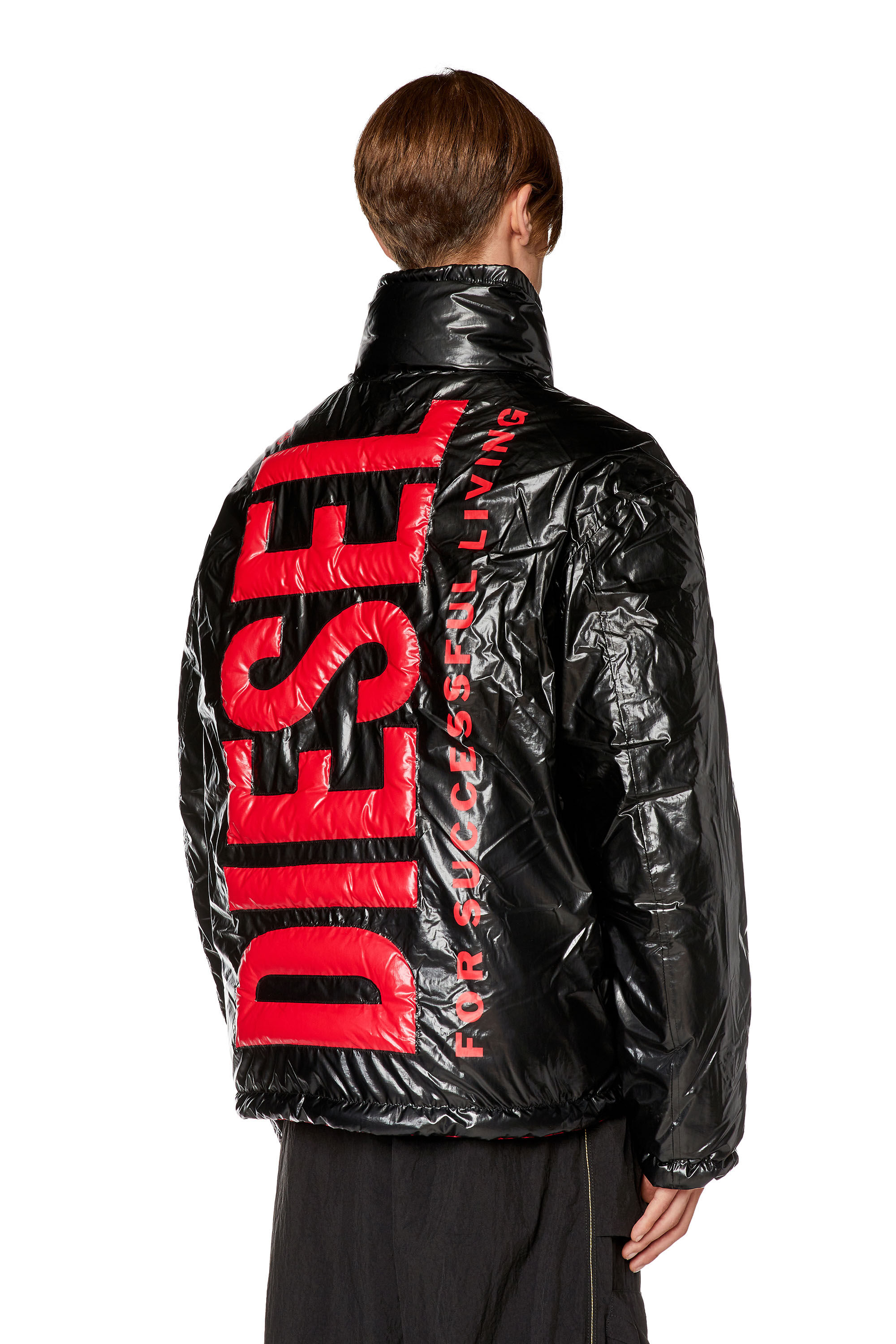 Diesel - W-JUPIT, Veste en nylon brillant avec maxi logo Homme in Polychrome - 3