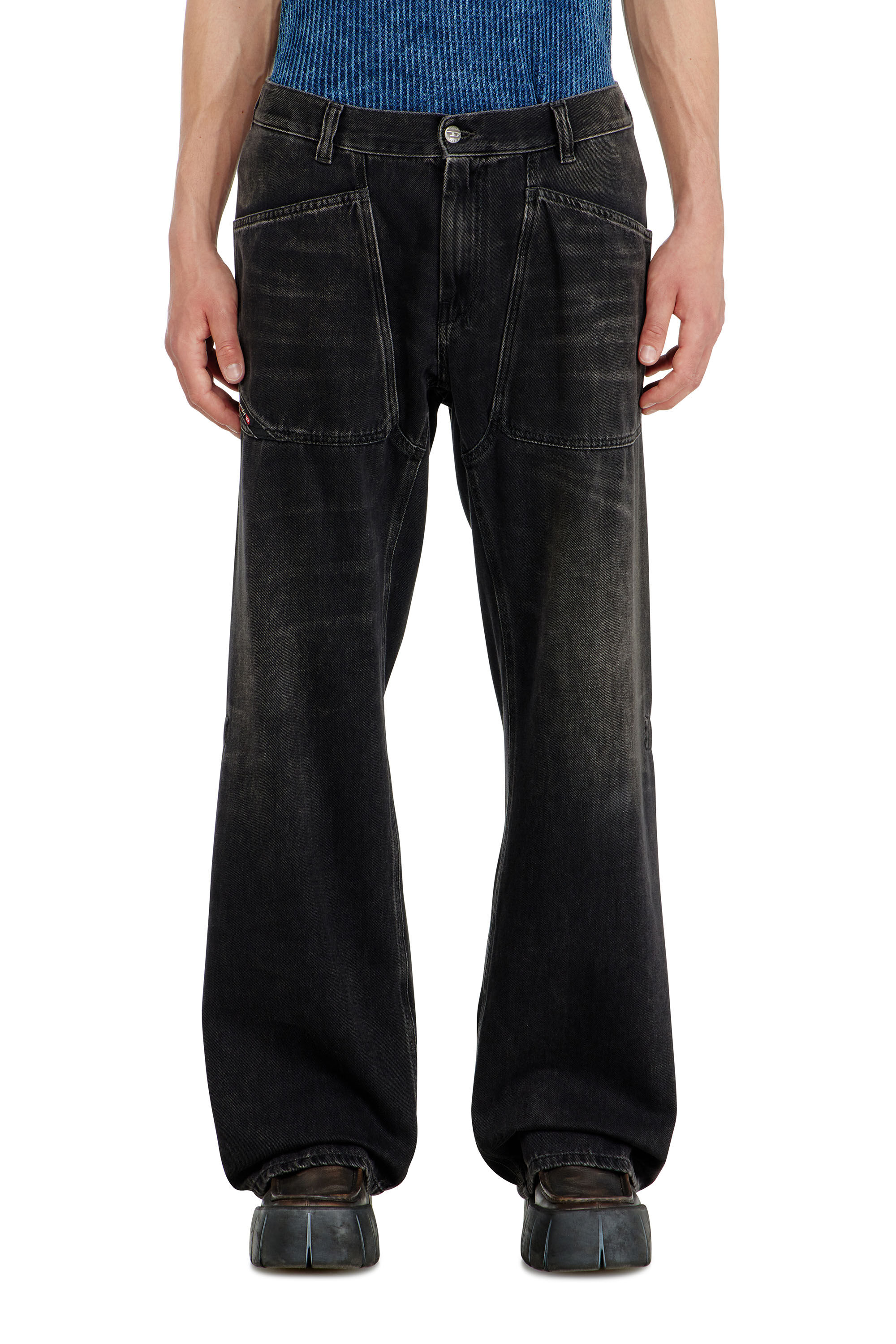 Diesel - Relaxed Jeans D-Zeta 09J96 Homme, Noir/Gris fonc&eacute; - Image 4