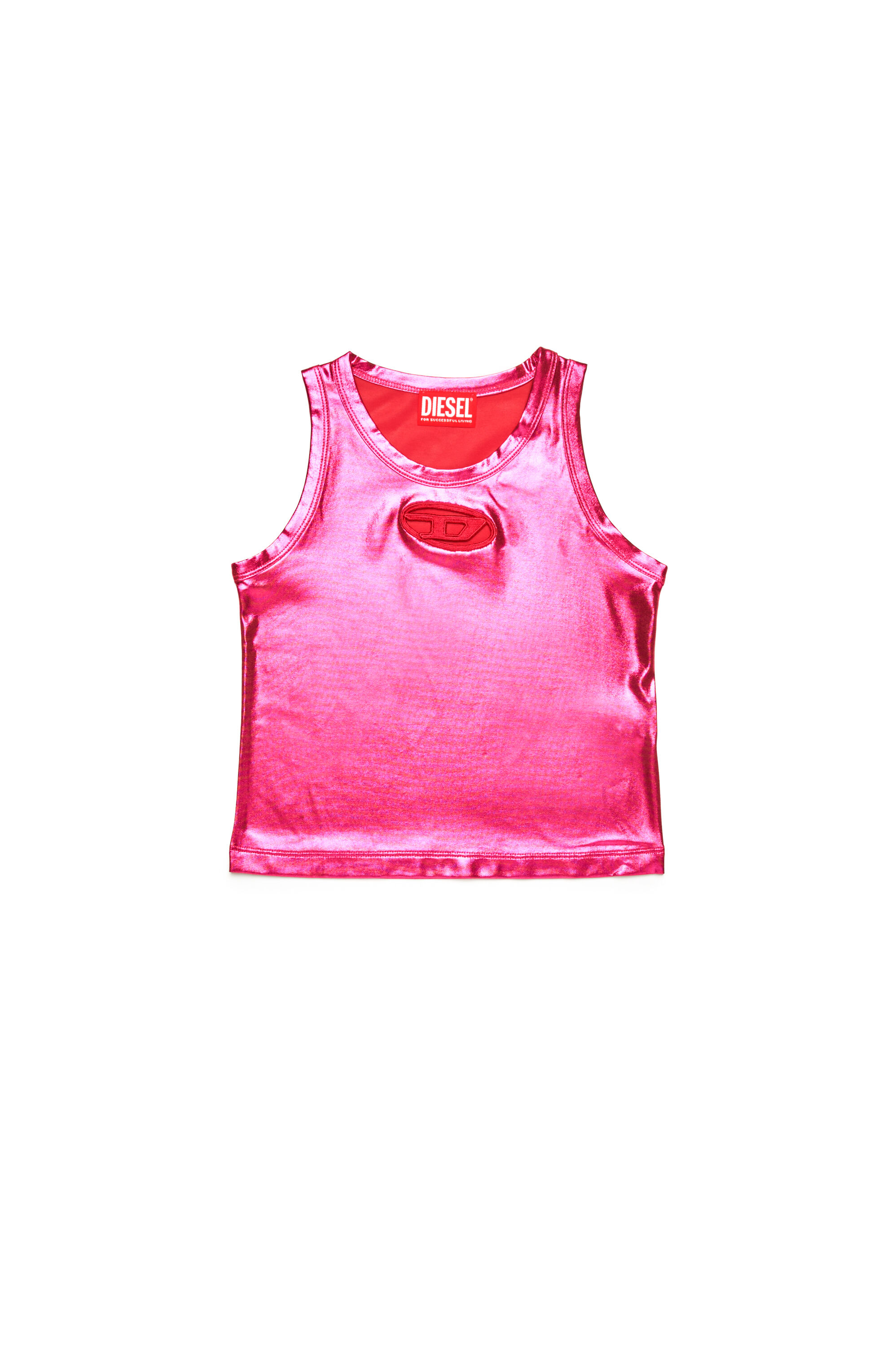 Diesel - TLYNYS, Débardeur métallisé avec cut-out à logo Femme in Rose - 1