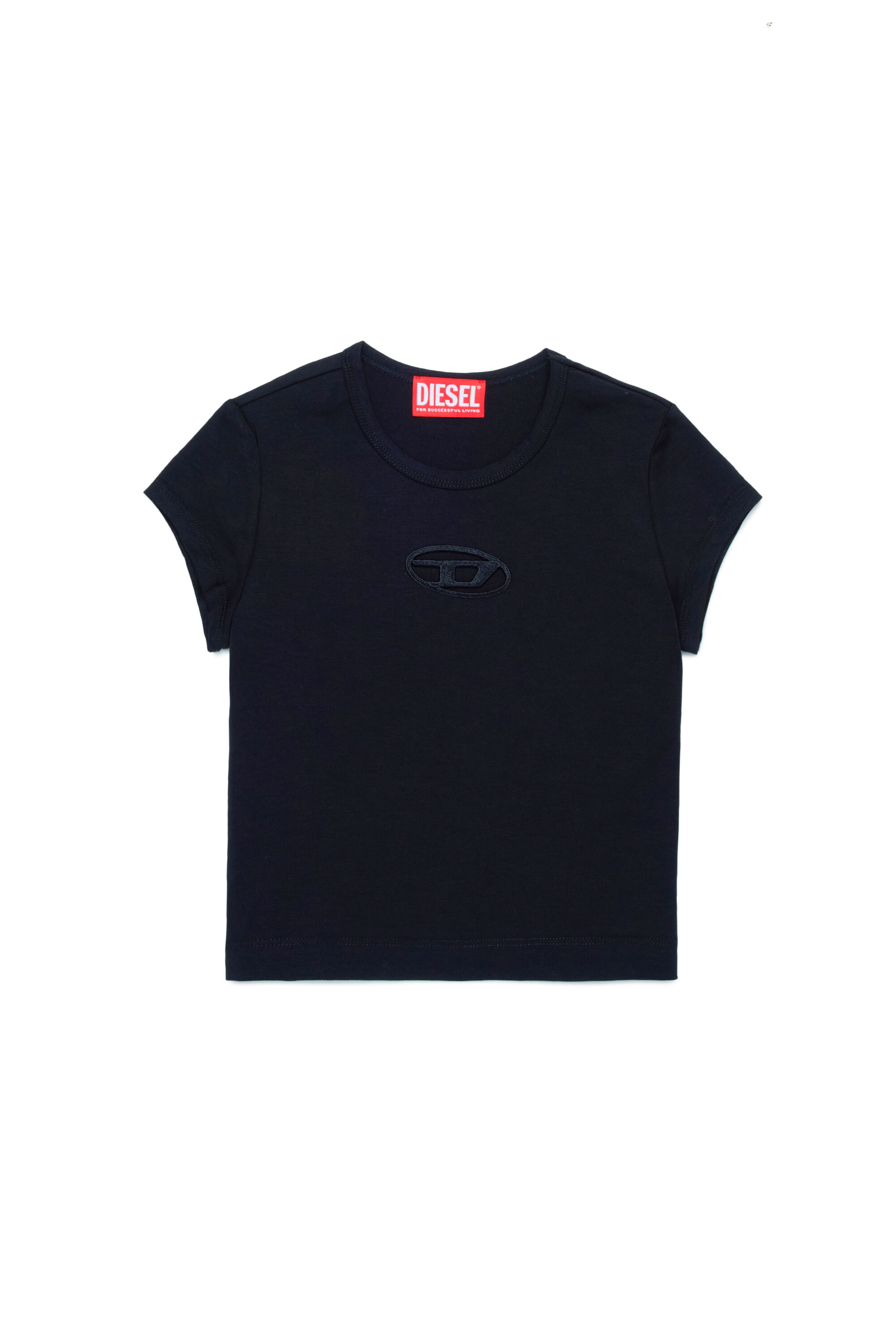 T-shirt with cut-out Oval D logo | Black | 4-16 YEARS Girls