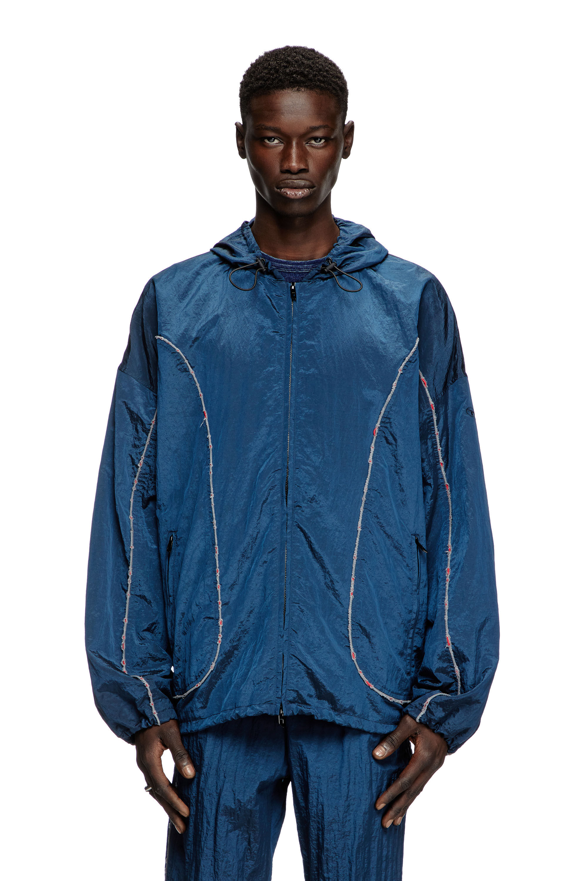 Diesel - J-ANTHEIT, Coupe-vent avec passepoil destroy Homme in Bleu - 3