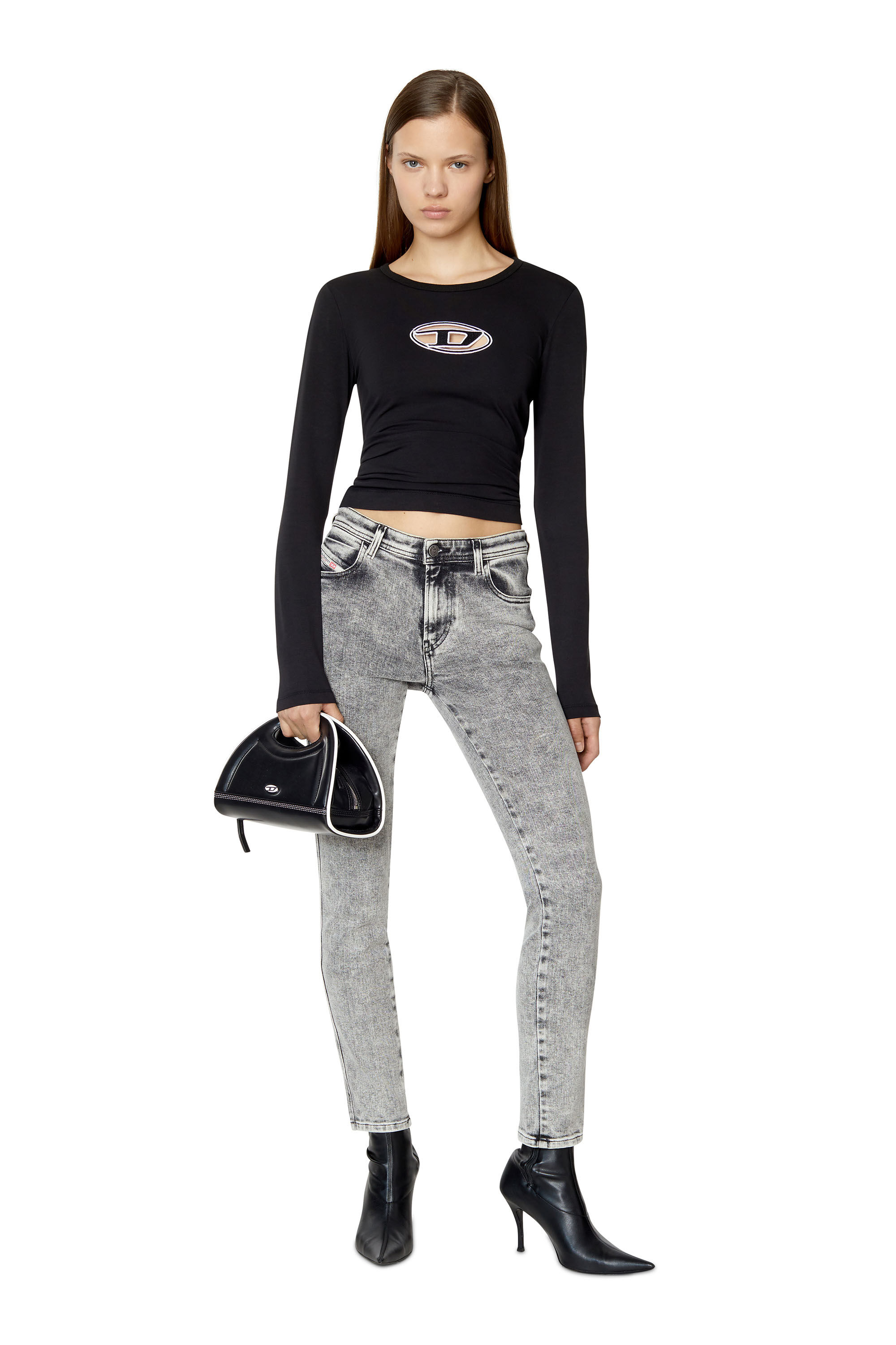Diesel - 2015 Babhila 09D89 Skinny Jeans, Light Grey - Image 1