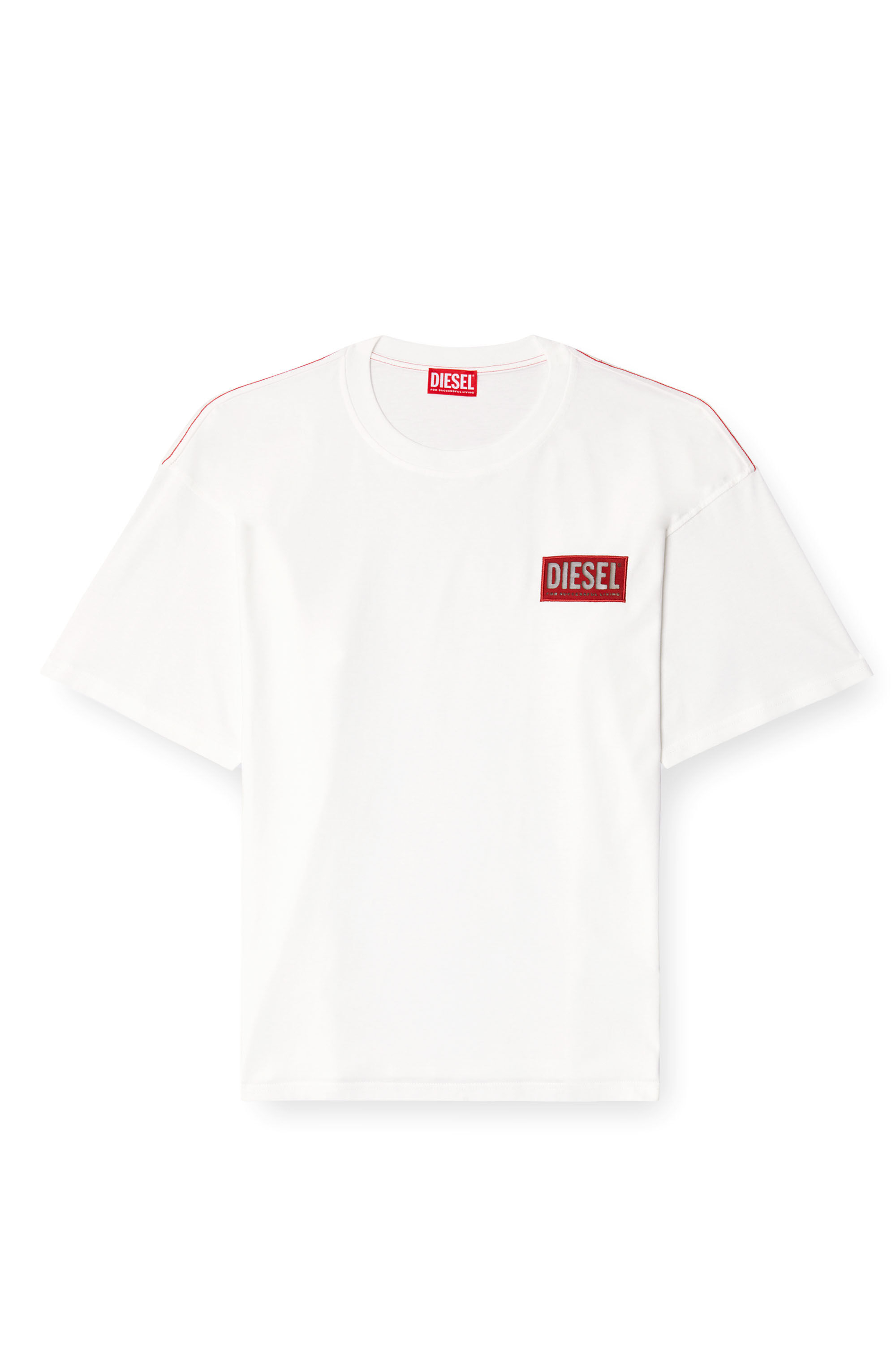 Tシャツ・カットソー DIESEL Men T-shirt White A180280PLAT 141 Men's T-shirt with logo patch | White | Diesel