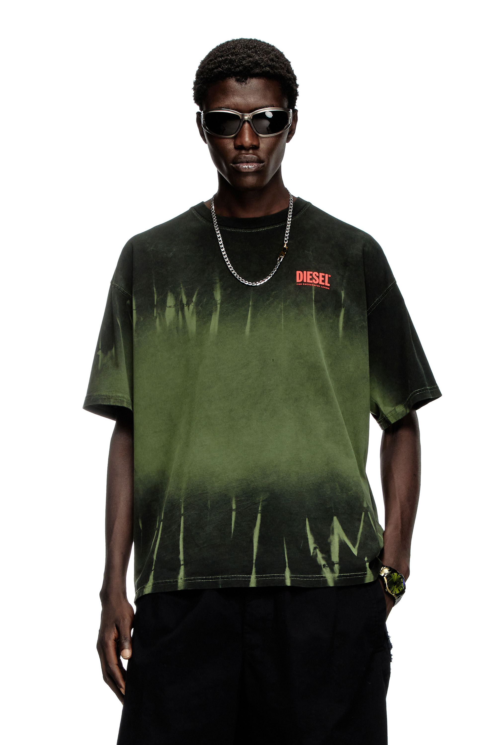 Diesel - T-BOXT-R3, T-shirt tie-dye avec logo imprimé Homme in Vert - 3