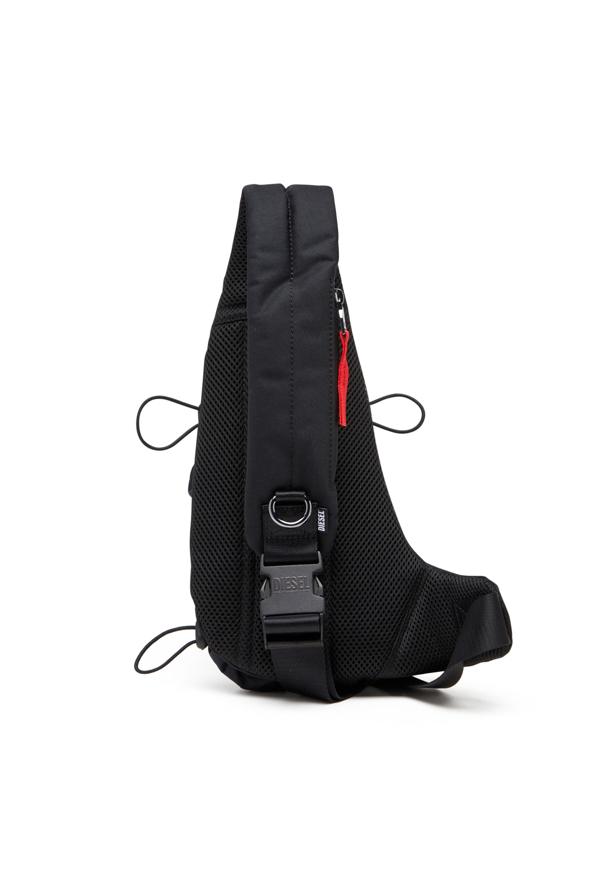 DIESEL(ディーゼル) ボディーバック X10054P6872 Men's Zip-D-Sling bag in check-jacquard shell | Black | Diesel