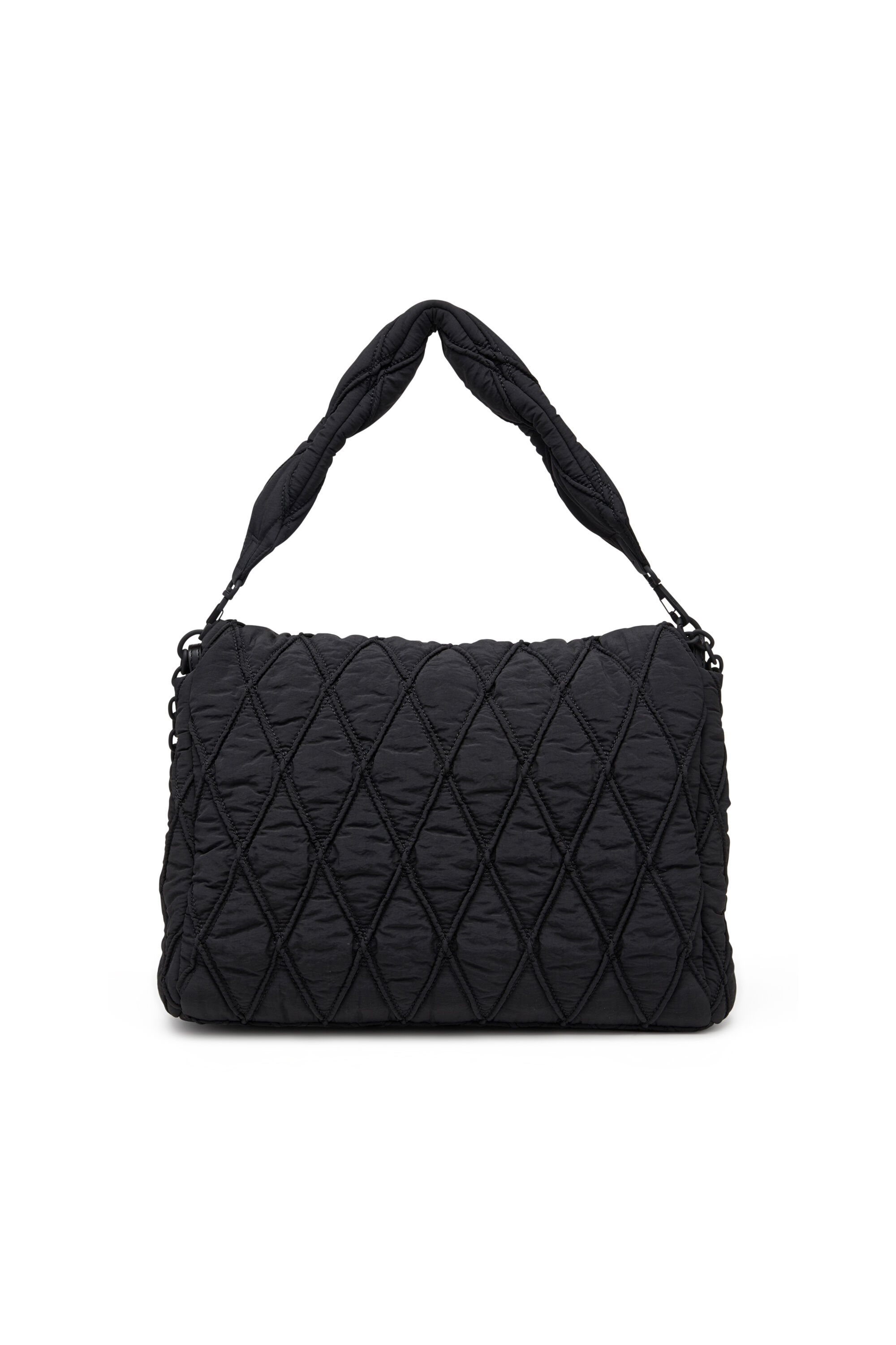 Diesel - CHARM-D SHOULDER L, Sac à bandoulière en nylon délavé matelassé Femme in Noir - 3