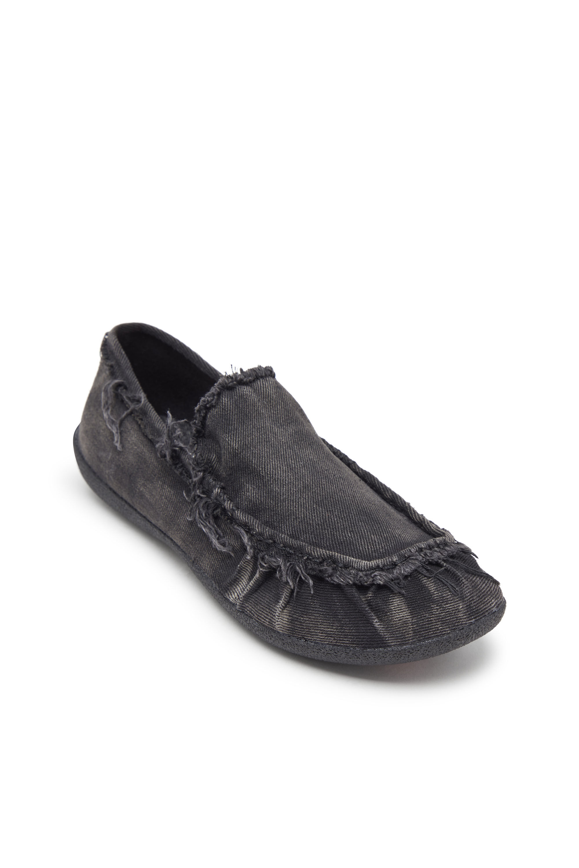 Diesel - D-SHOCK MOC, D-Shock-Mocassins en denim effet vieilli Homme in Noir - 6