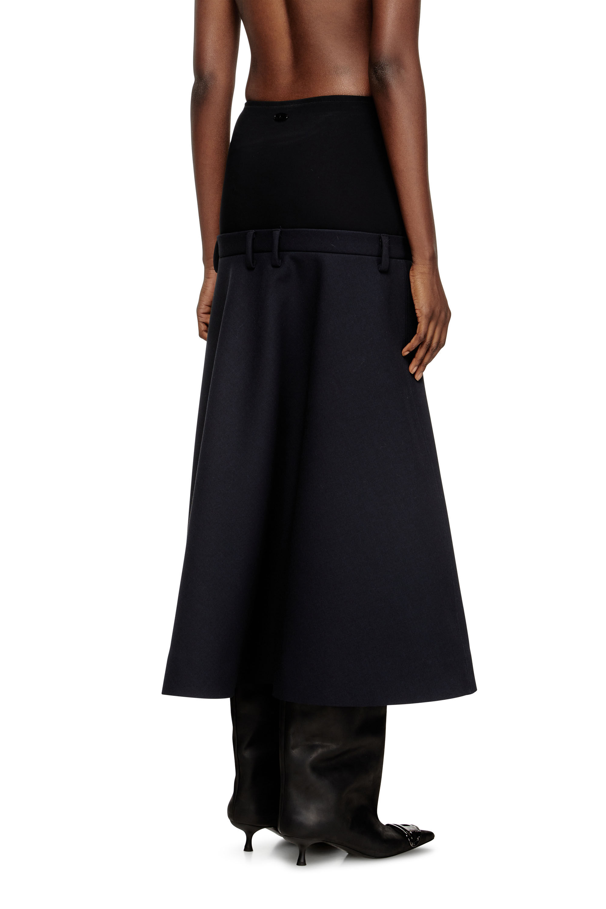 Diesel - O-GRACE-BOND, Jupe taille basse en tissu contrecollé néoprène Femme in Bleu - 4