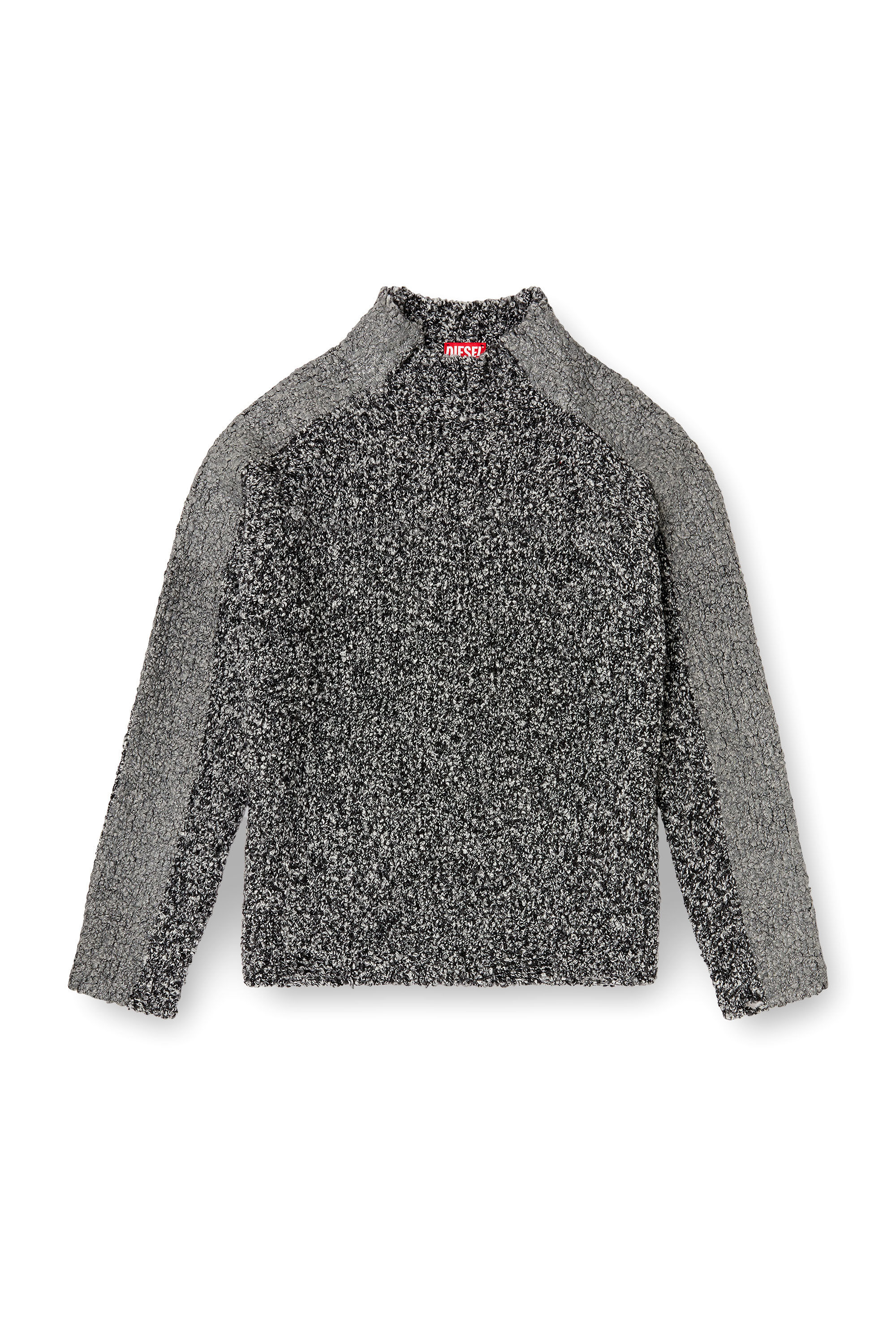Diesel - K-ERLAND, Pull en maille bouclée avec bandes sur les manches Homme in Noir - 2