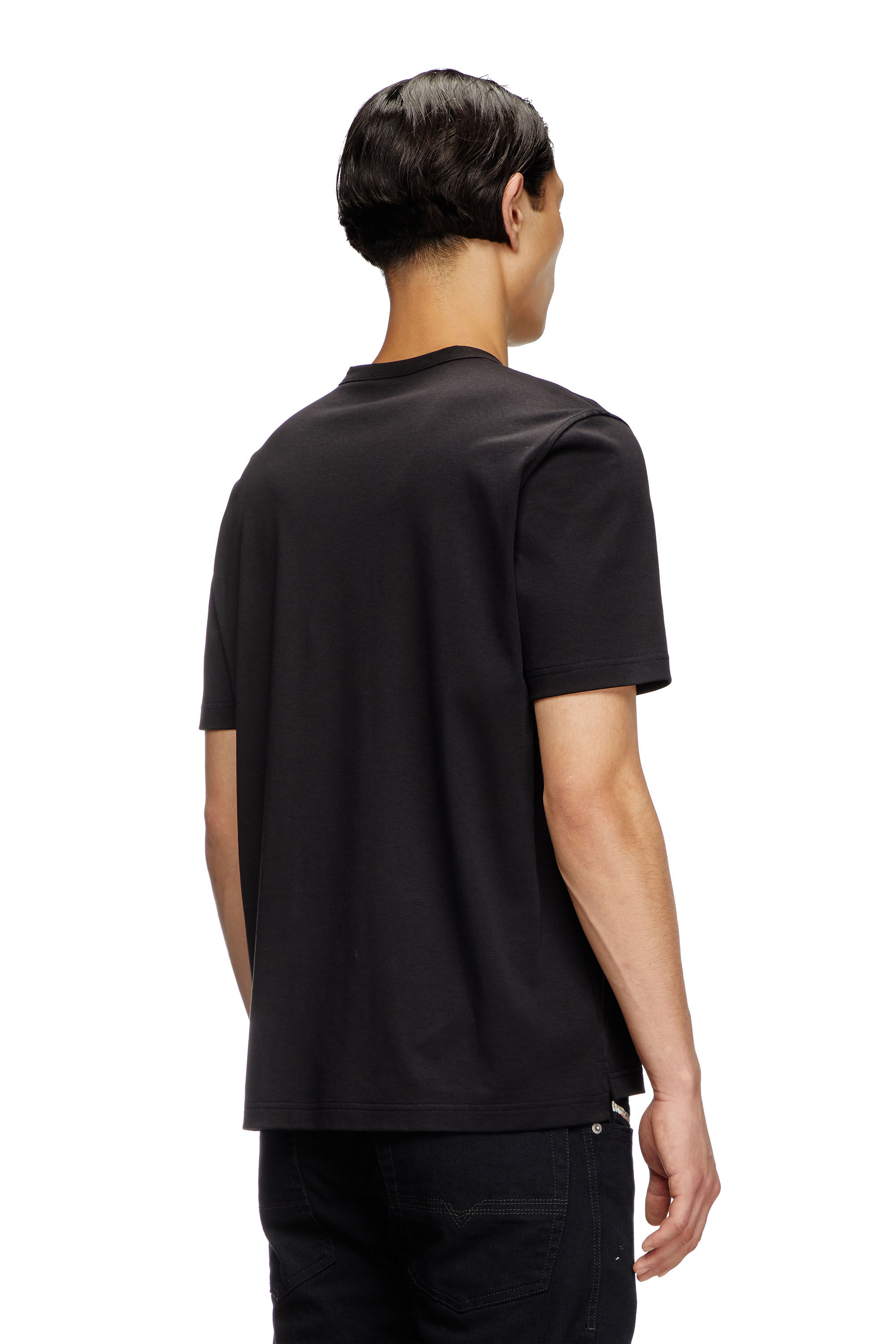 Diesel - T-ADJUST-SLITS-R17, T-shirt avec broderie à logo ton sur ton Homme in Noir - 4
